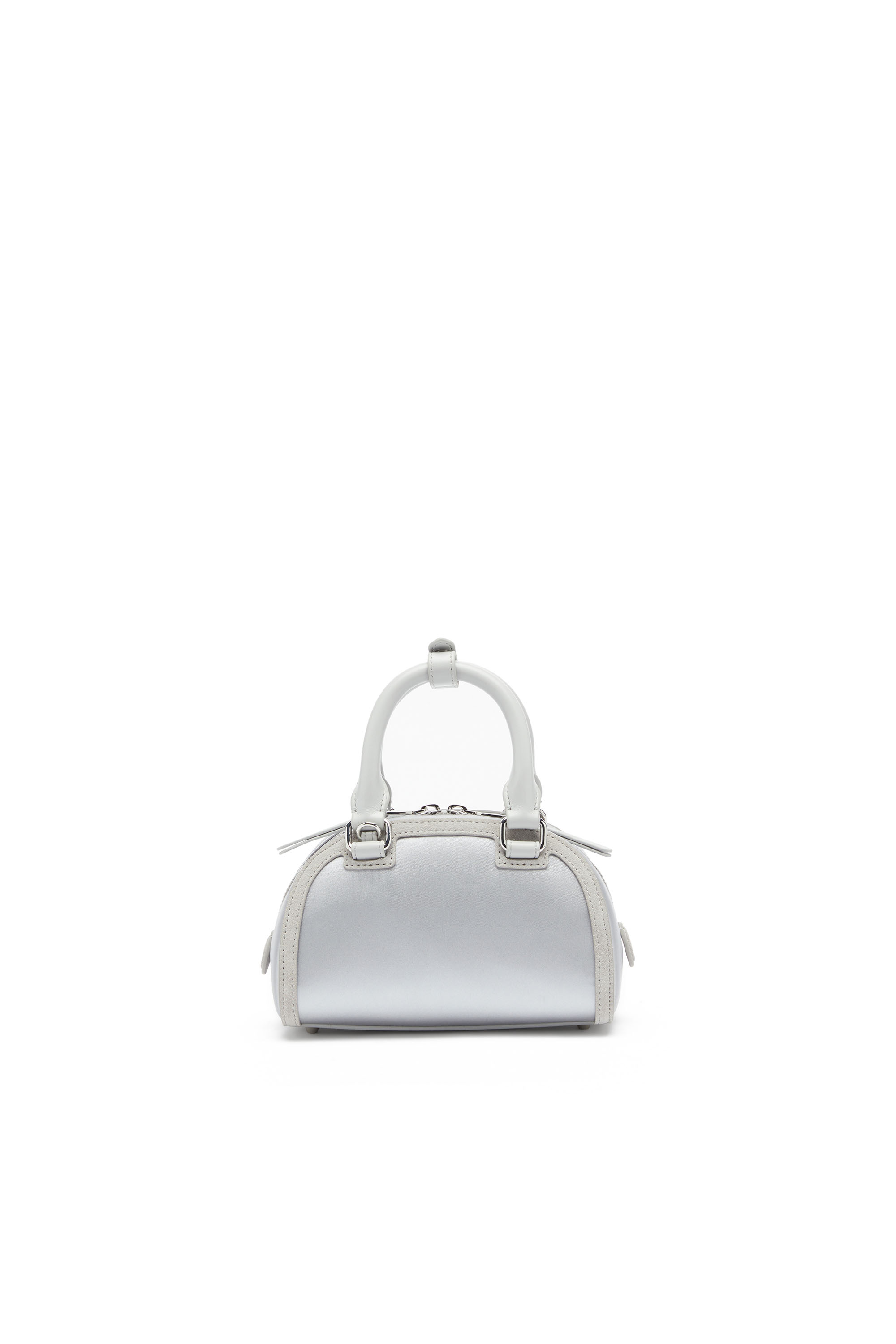 Diesel - 1DR DOME CROSSBODY, 1DR Dome - Mini sac bandouli&egrave;re en satin et su&egrave;de Femme in Gris argent&eacute; - 3