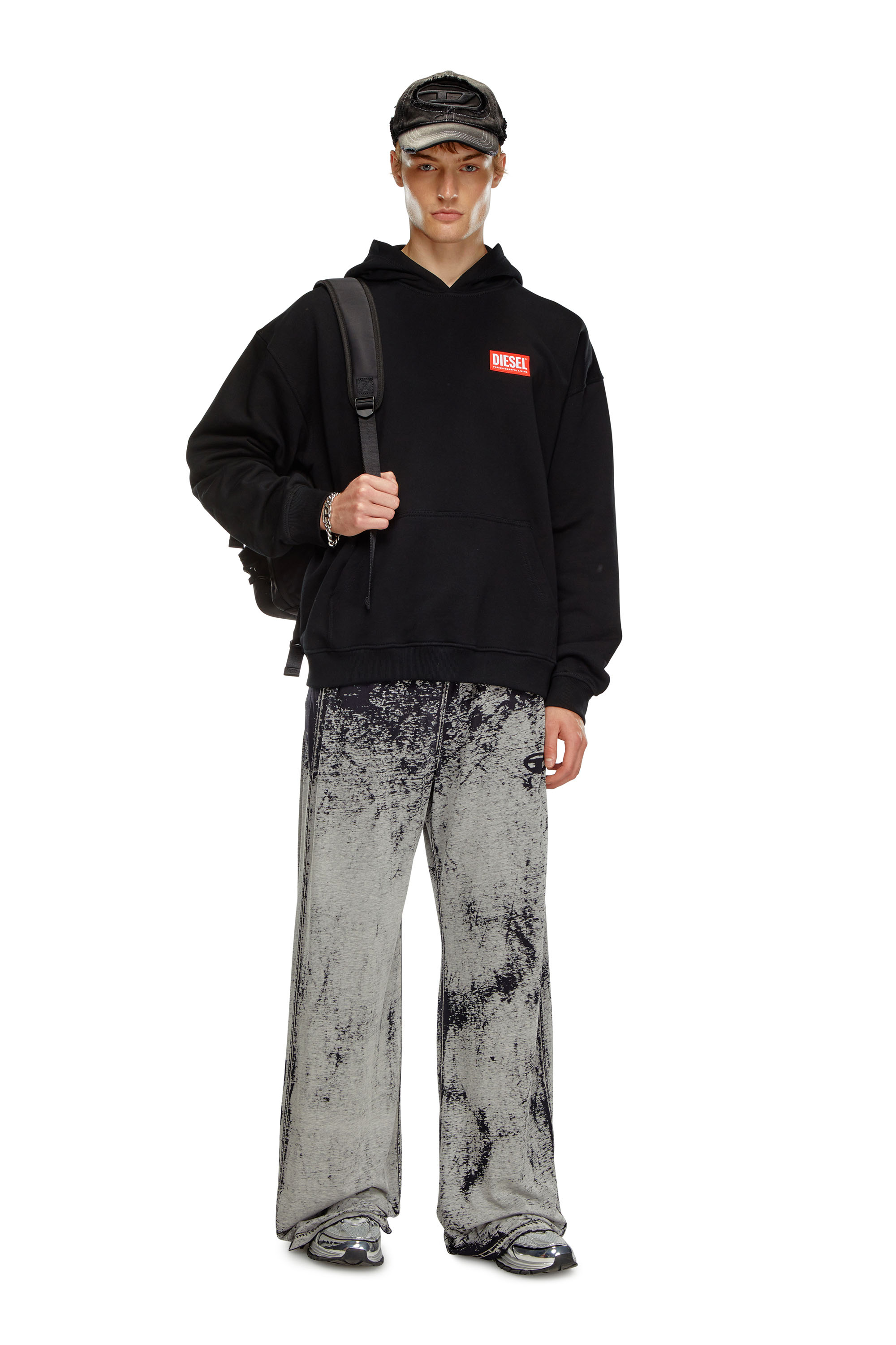 Diesel - S-BOXT-HOOD-LAB, Sweat-shirt à capuche avec étiquette Diesel Homme in Noir - 2