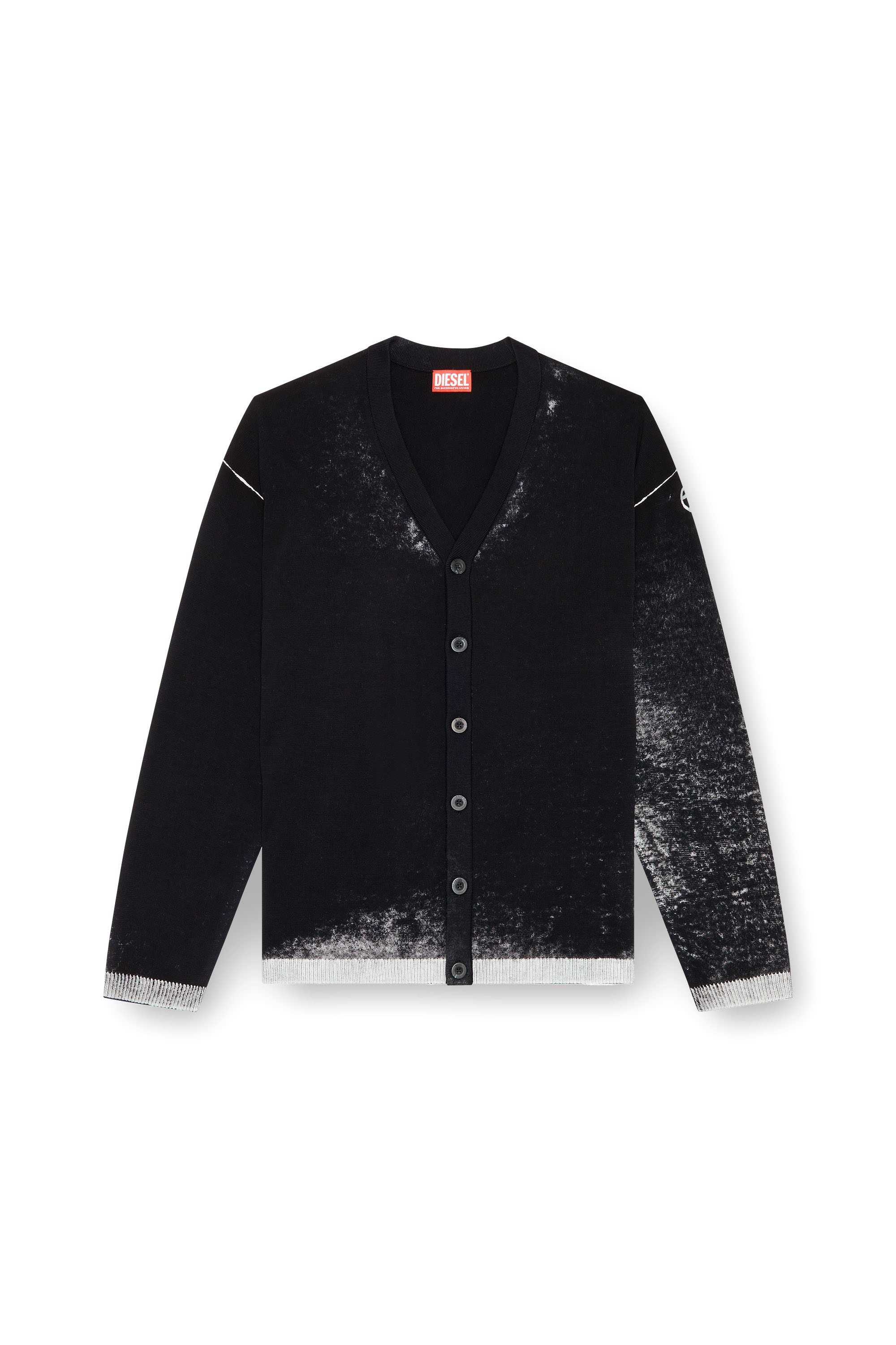Diesel - K-LARENCE-CARDIGAN-B, Cardigan en coton avec imprimé inversé Homme in Noir - 2