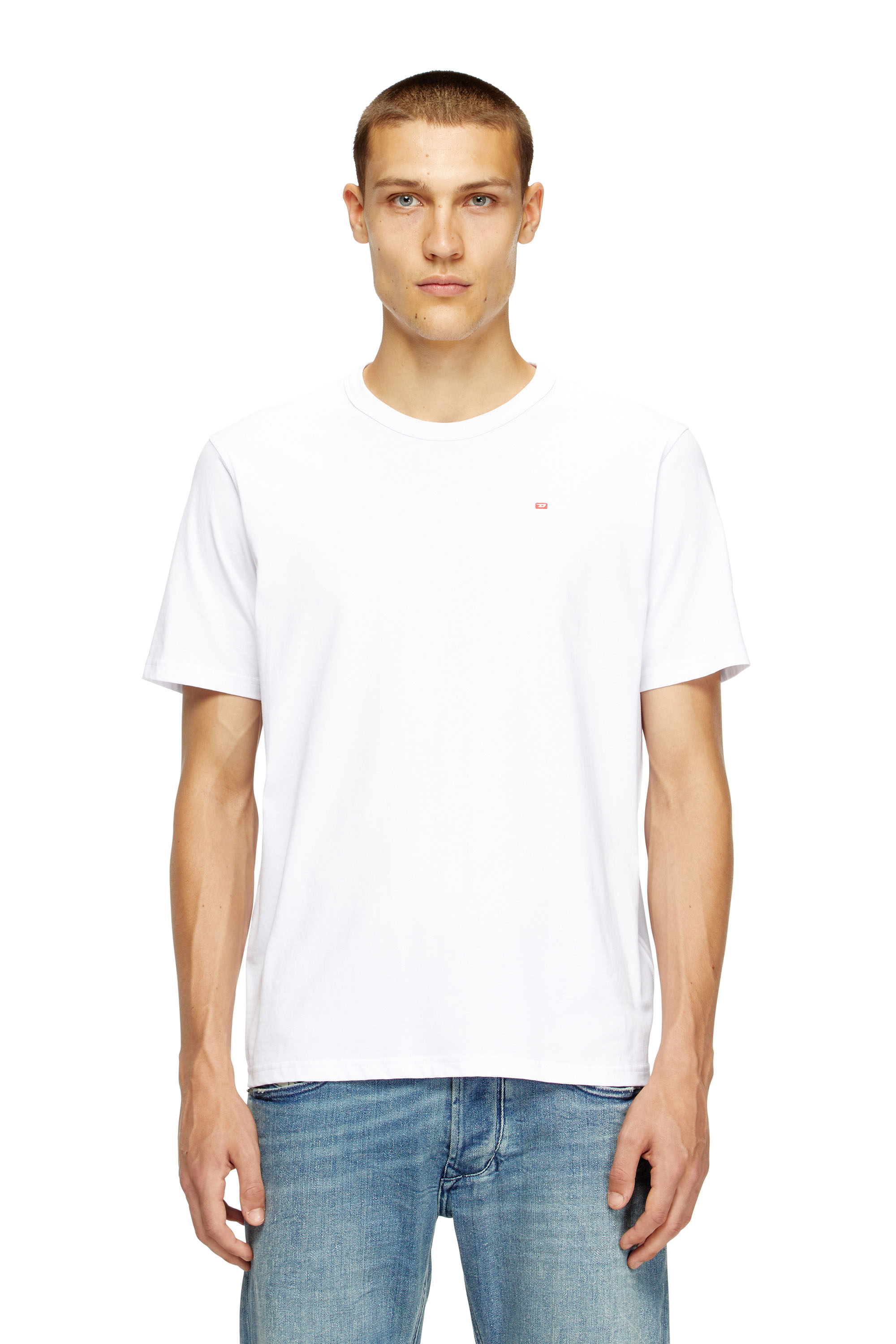 Diesel - T-ADJUST-MICRODIV, T-shirt avec logo micro-brodé Mixte in Blanc - 1
