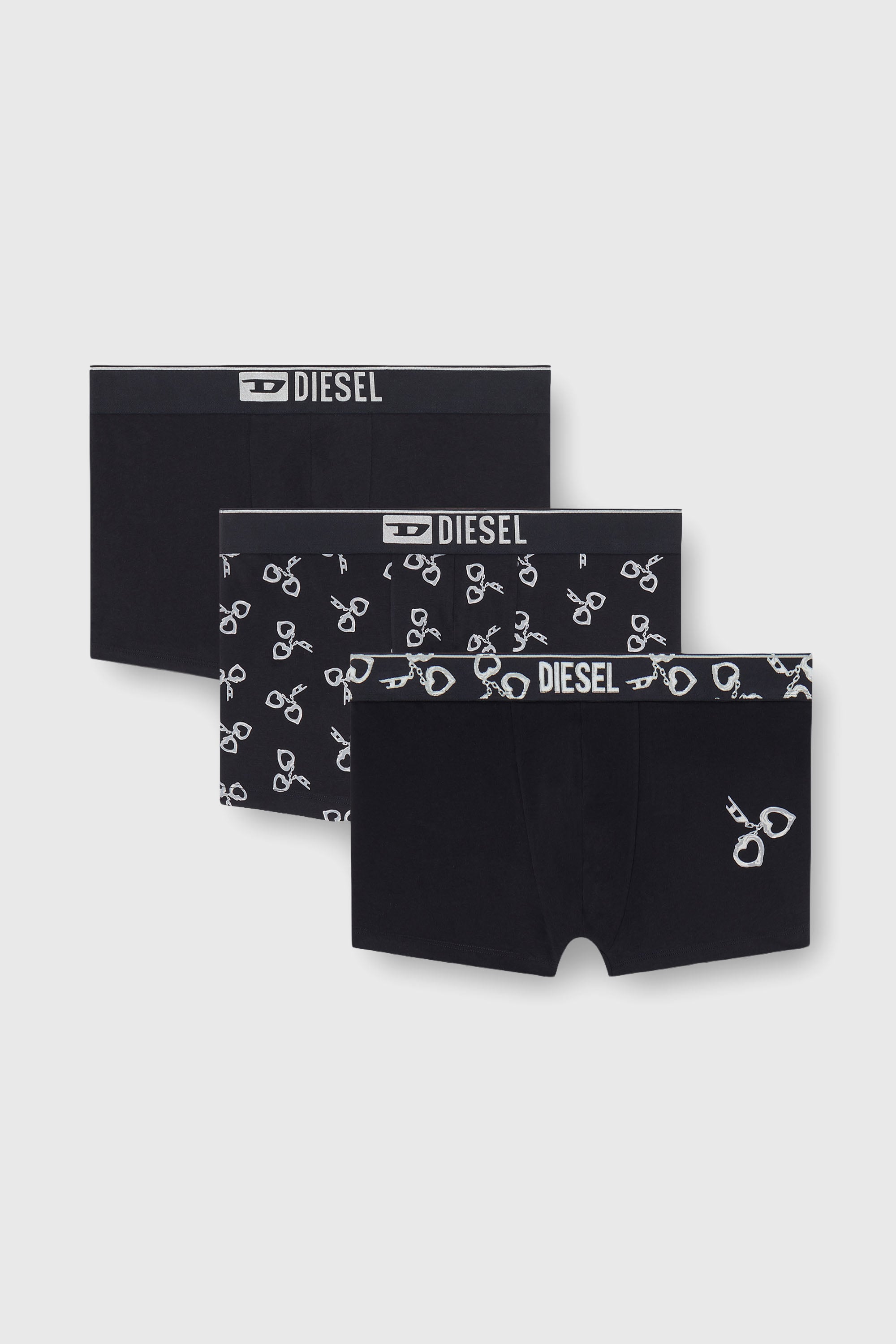 Diesel - DAMIEN-GFT-3PACK, Lot de trois boxers avec motif menottes Homme in Noir - 1