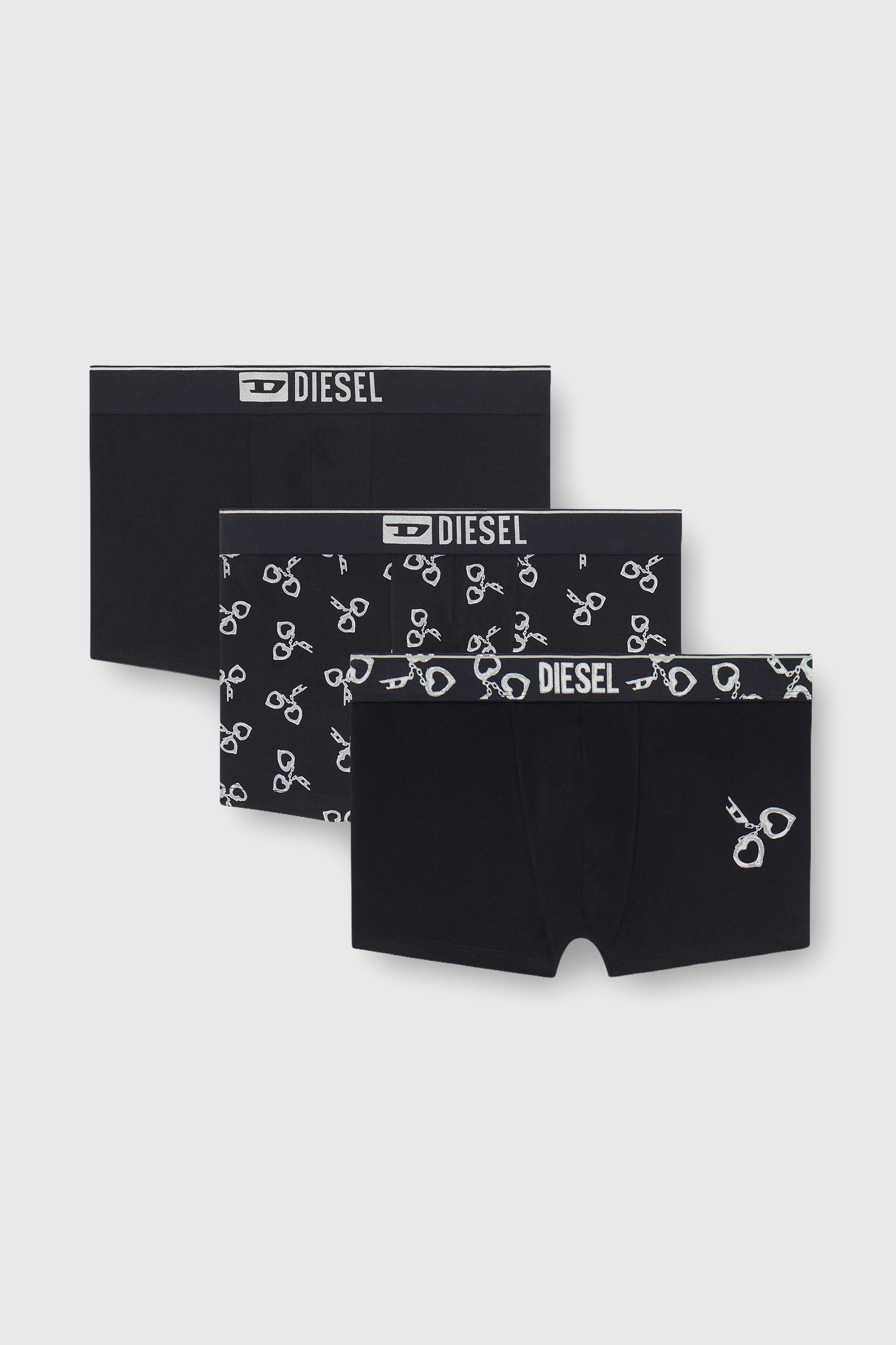 Diesel - DAMIEN-GFT-3PACK, Lot de trois boxers avec motif menottes Homme in Noir - 2