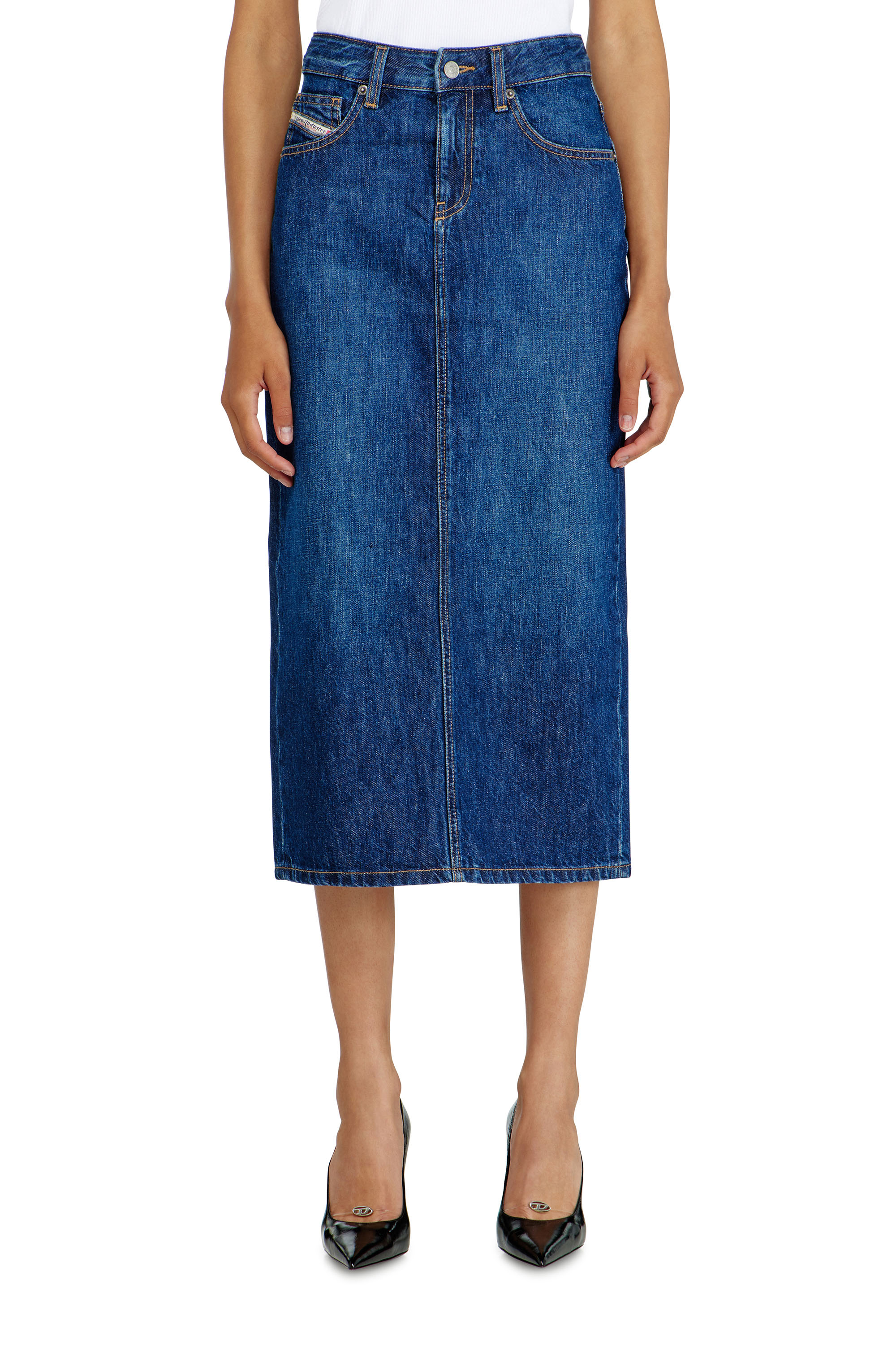 Diesel - DE-SKYE-D, Jupe midi en denim Femme in Bleu - 2