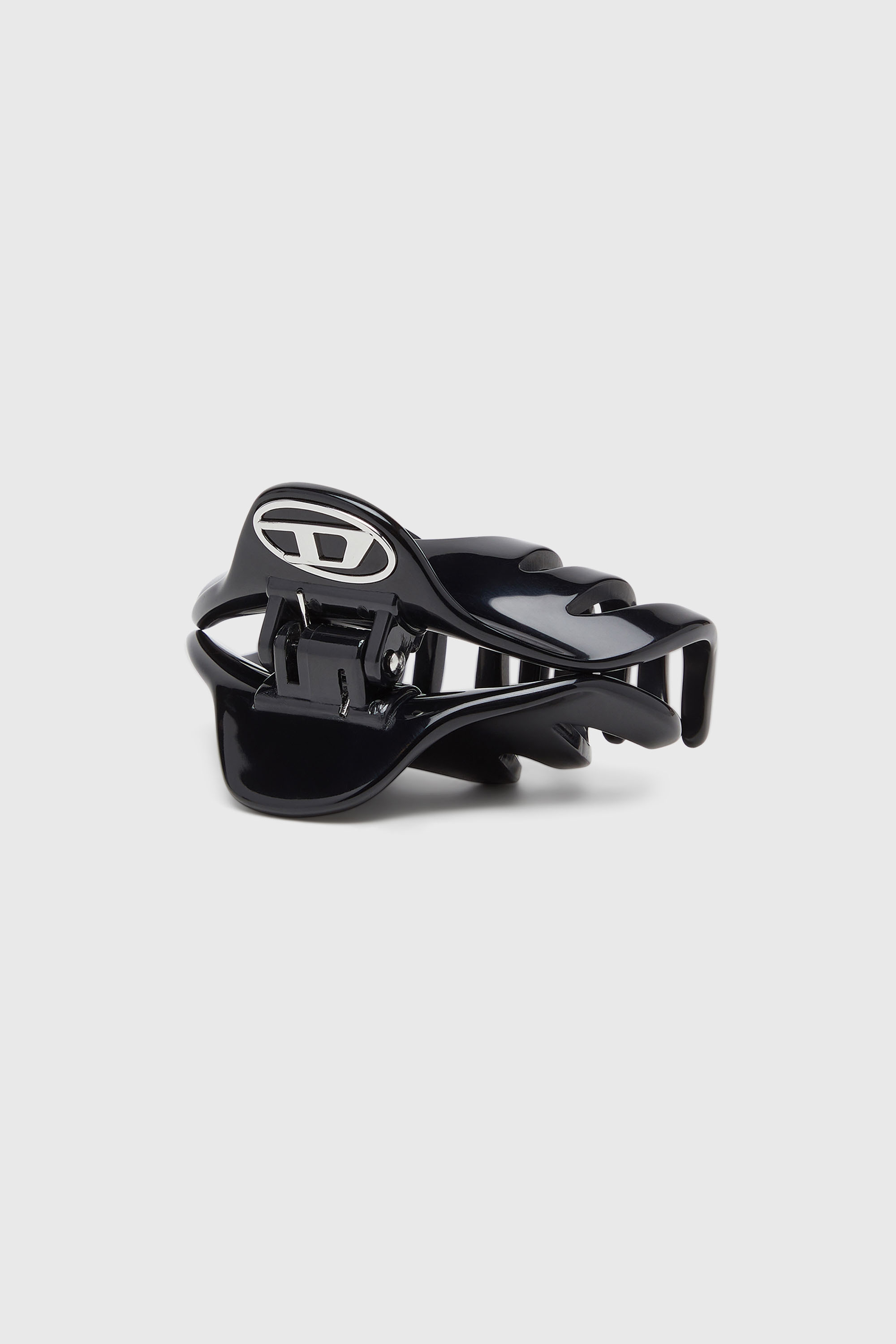 Diesel - TALON CLIP, Barrette en r&eacute;sine avec logo Oval D Femme in Noir - 1