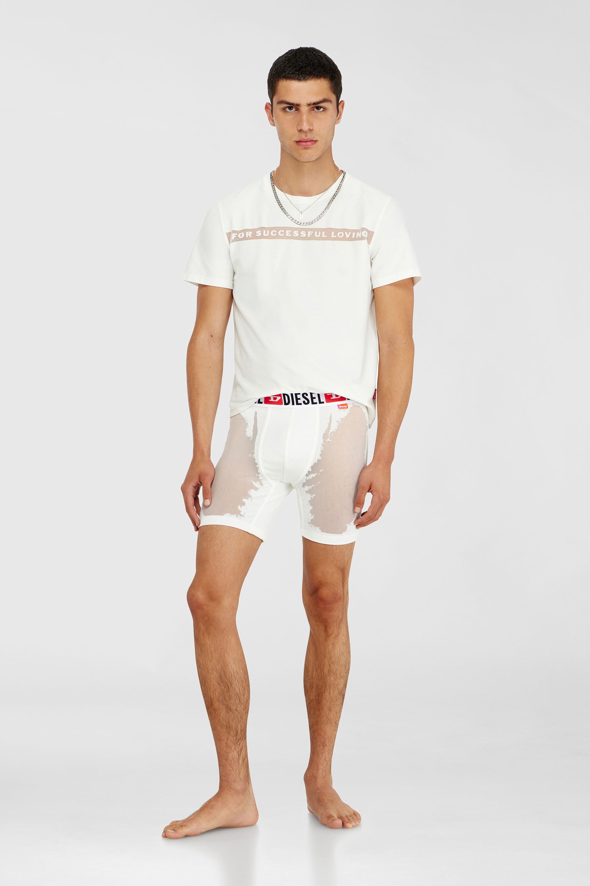 Diesel - PR-MAX-D-CORE, Boxer long avec effet d&eacute;vor&eacute; transparent Homme in Blanc - 1