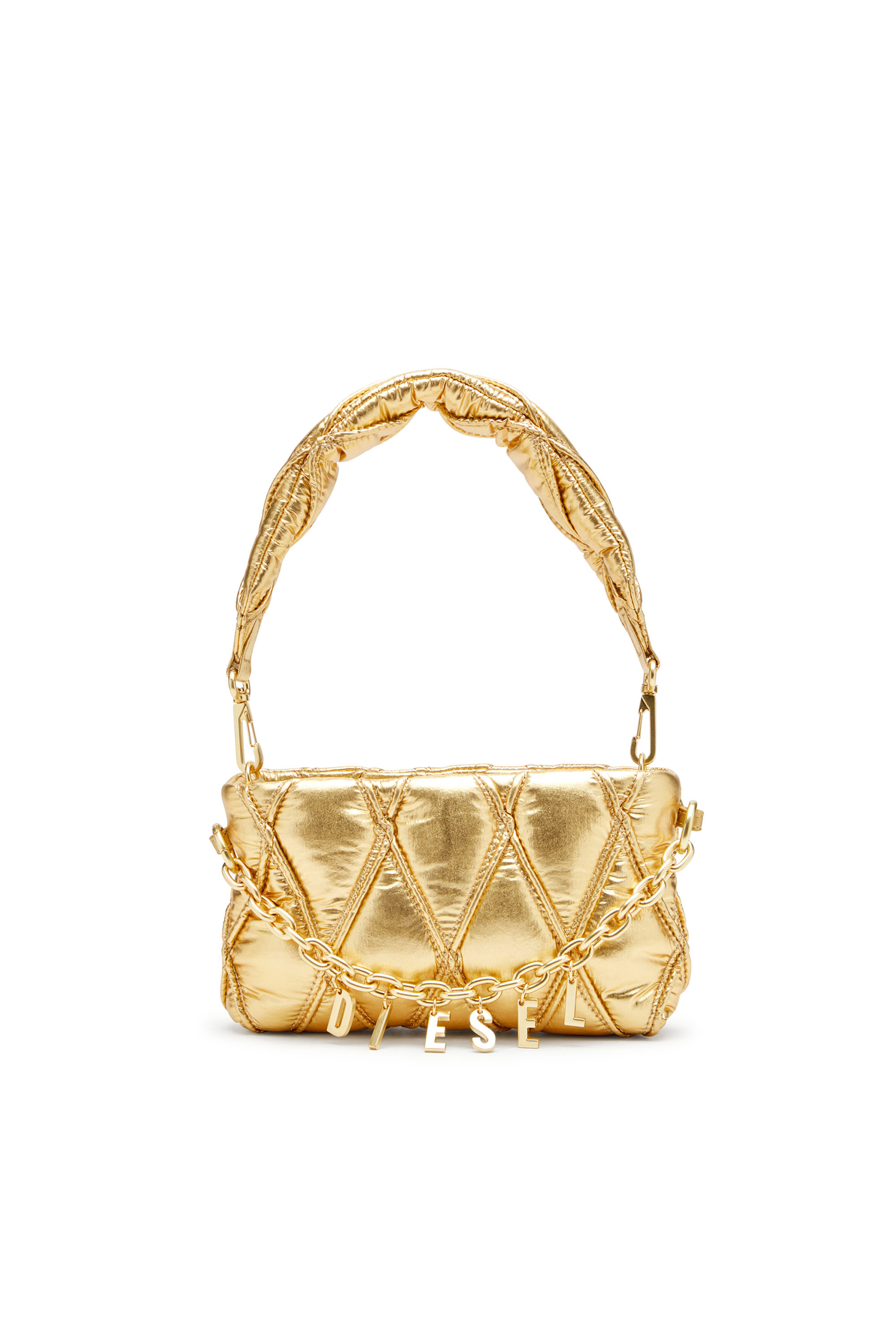 Diesel - CHARM-D POUCH, Porte-monnaie en nylon métallisé matelassé Femme in Doré - 1