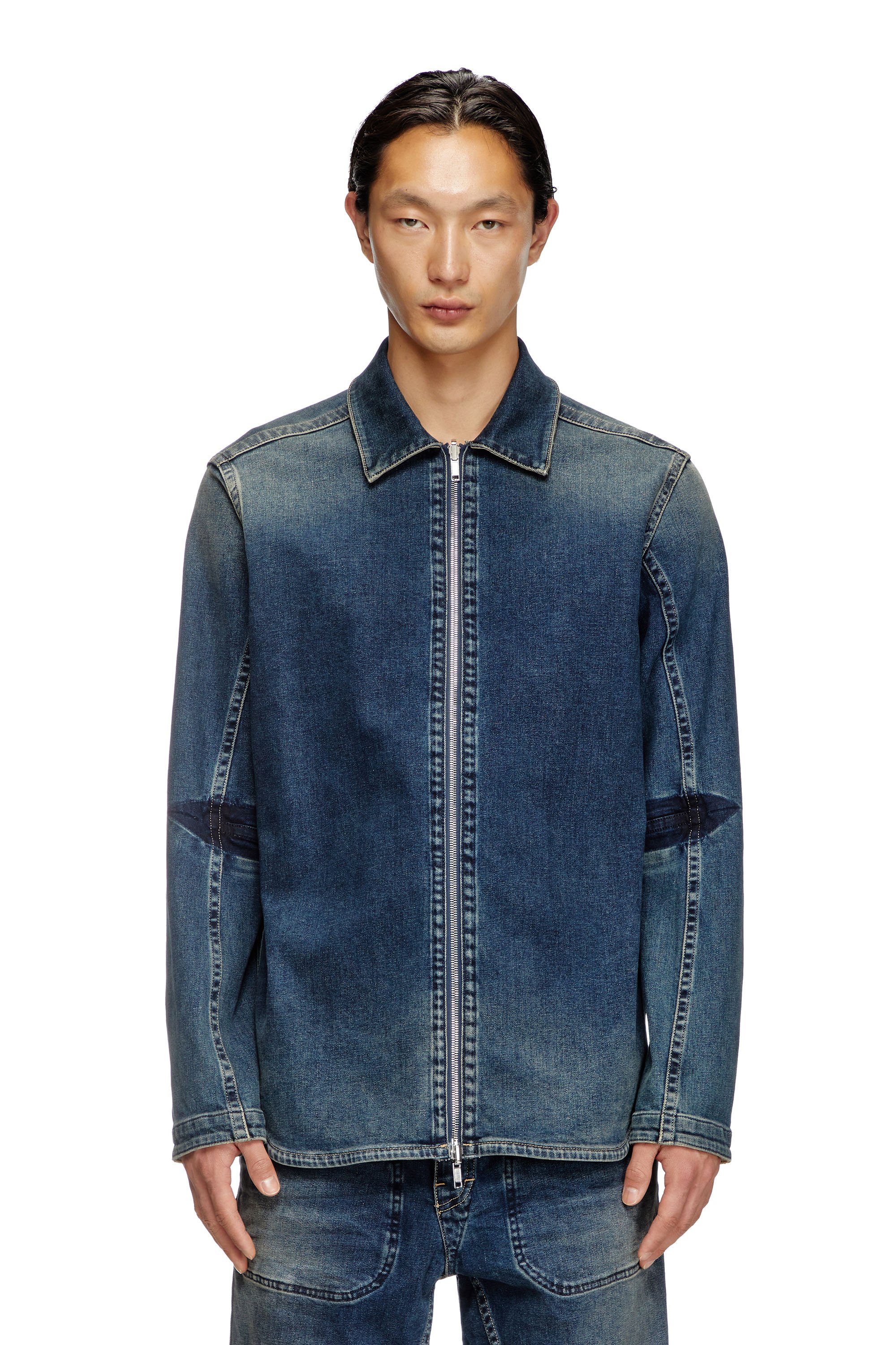 Diesel - D-SIMPLY-RE, Chemise zippée en denim Rehab Homme in Bleu - 2