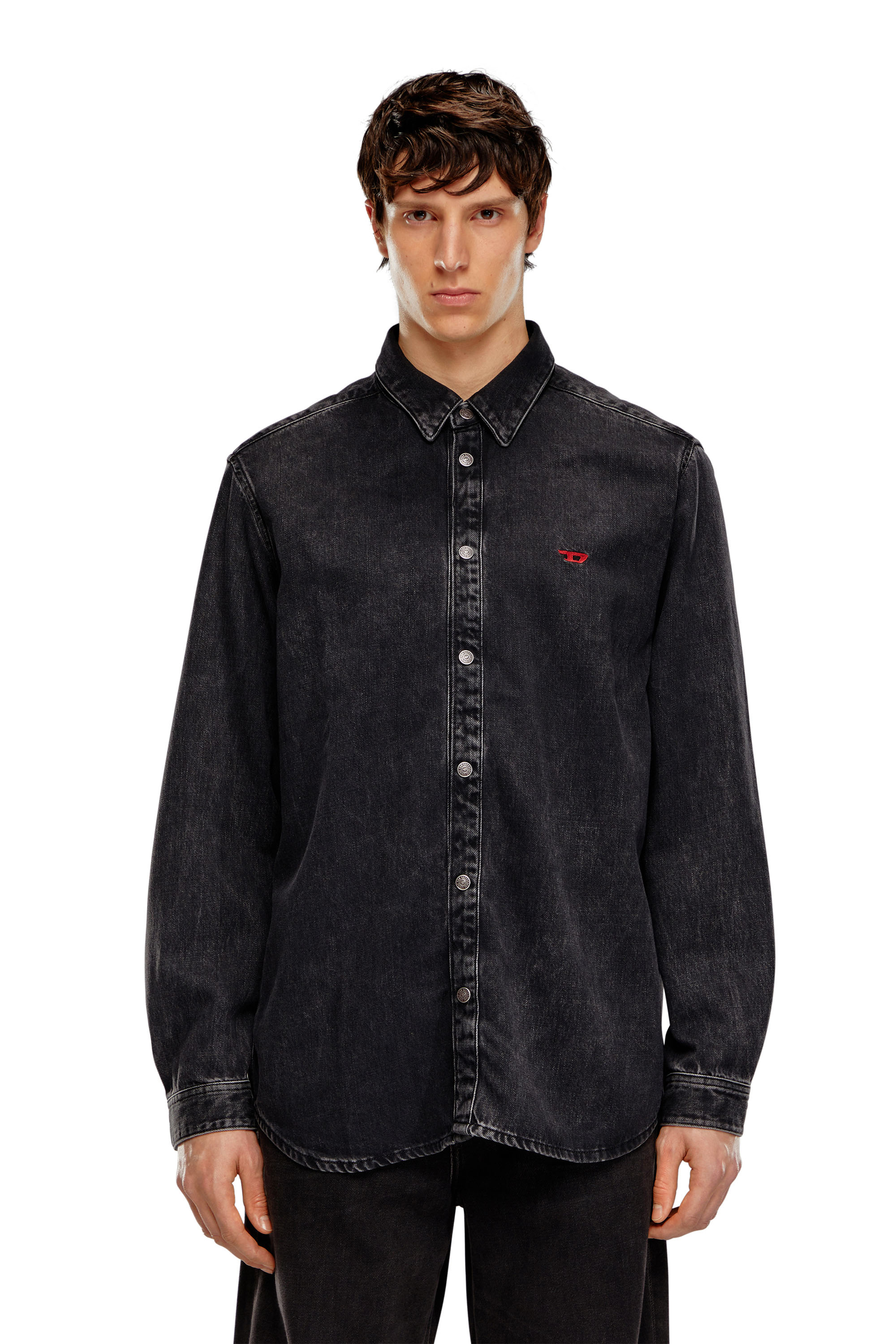 Diesel - D-SIMPLY, Chemise en denim TENCEL Homme in Noir - 5