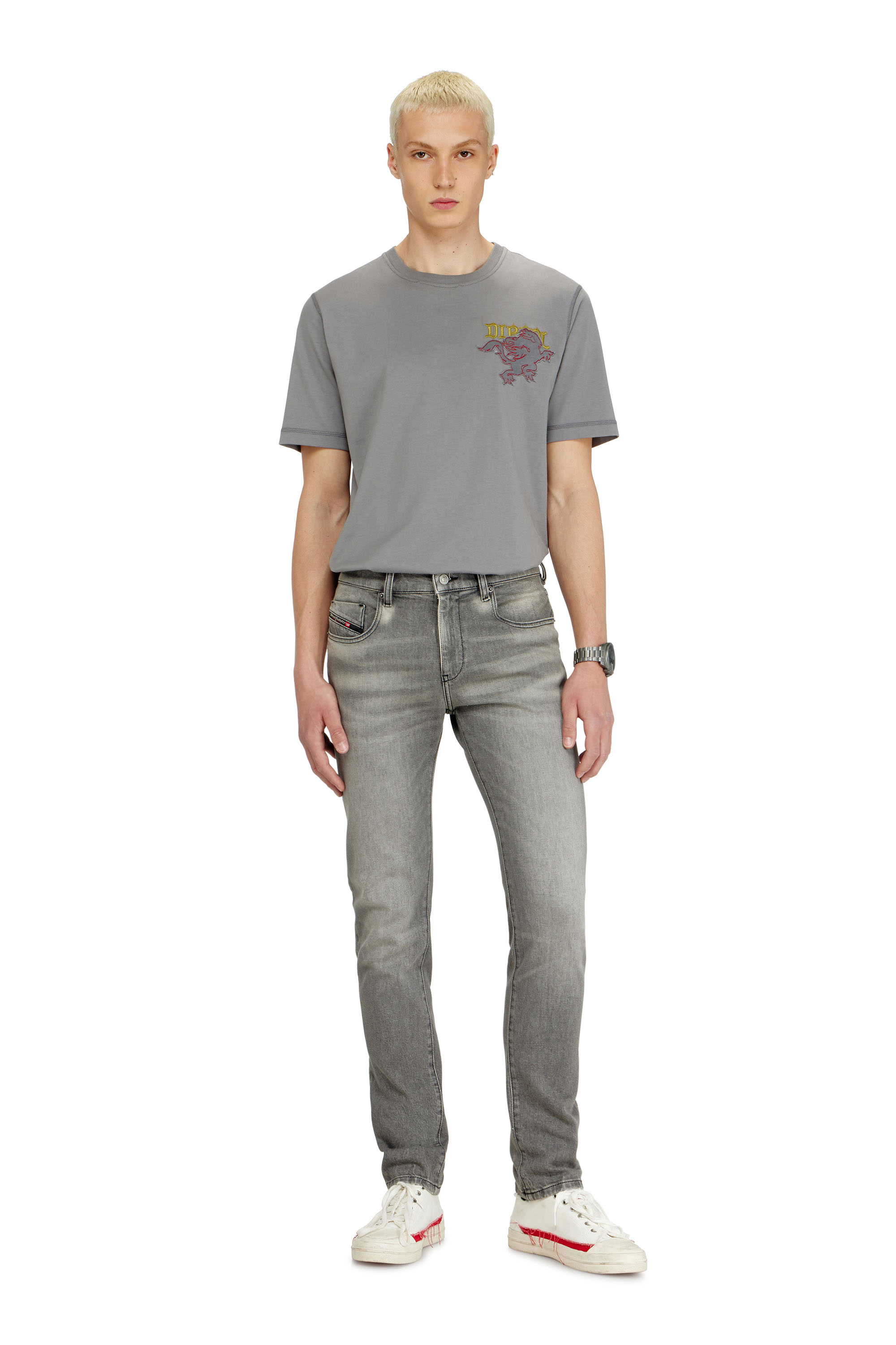 Diesel - Slim Jeans 2019 D-Strukt 0KBBL Homme, Gris Clair - Image 1