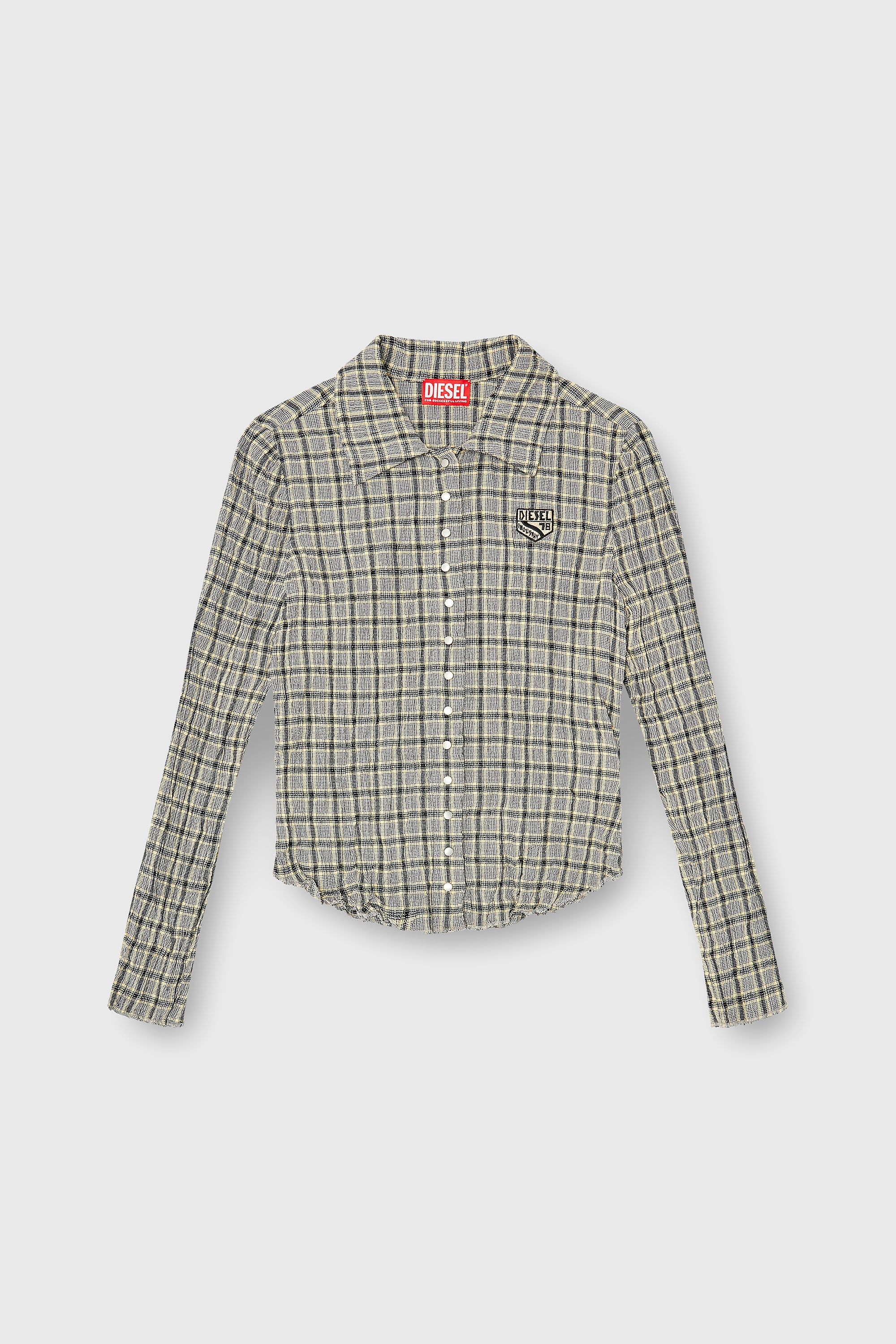 Diesel - C-ARRILON, Chemise &agrave; carreaux effet seersucker Femme in Gris - 2