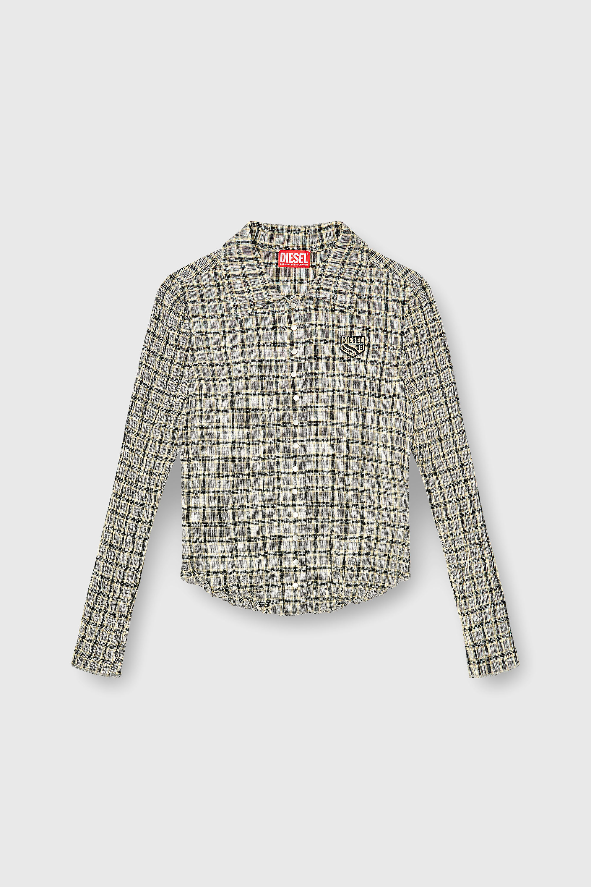 Diesel - C-ARRILON, Chemise &agrave; carreaux effet seersucker Femme in Gris - 2
