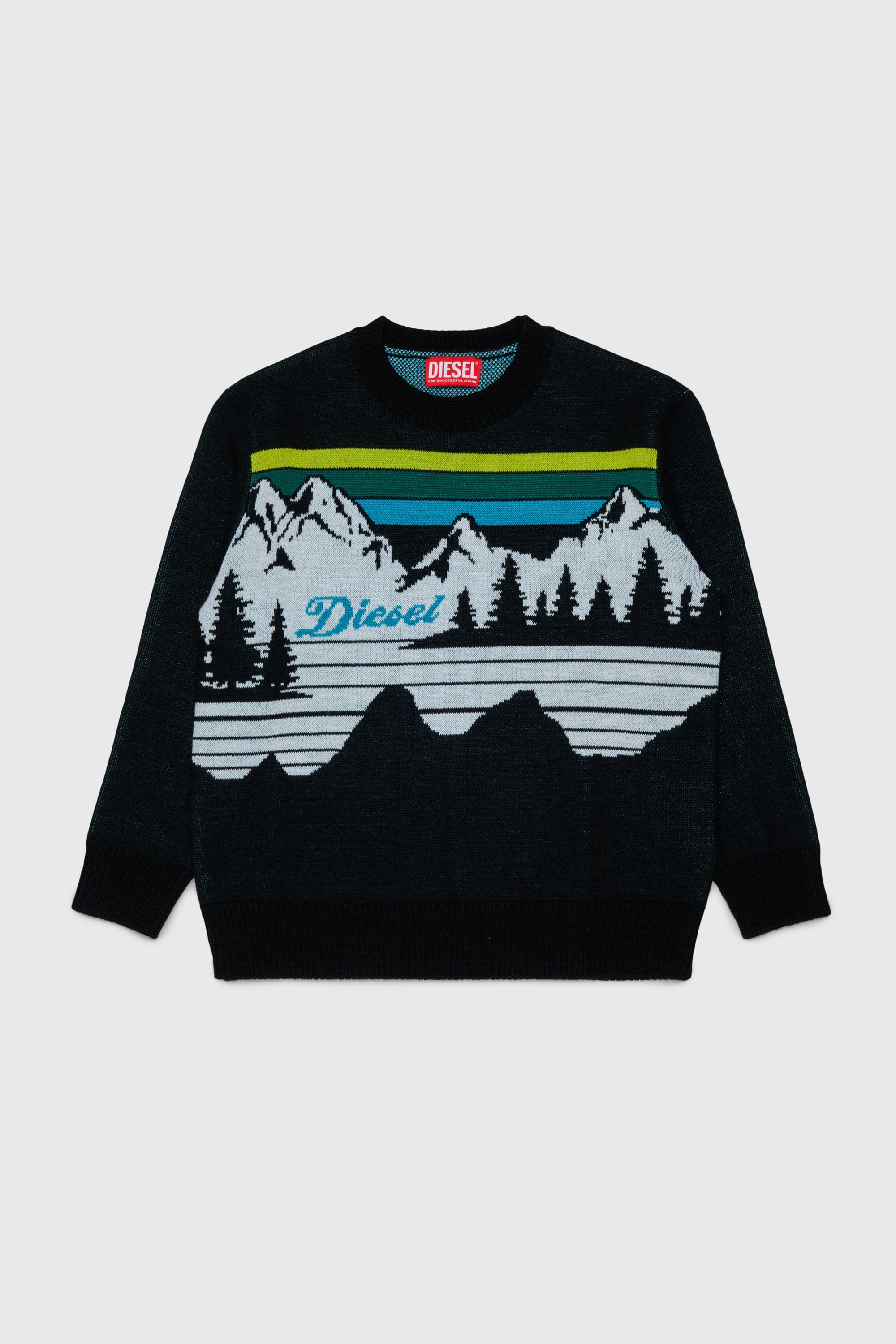Diesel - KHILES OVER, Pull en m&eacute;lange de laine &agrave; motif montagne Mixte in Noir - 1