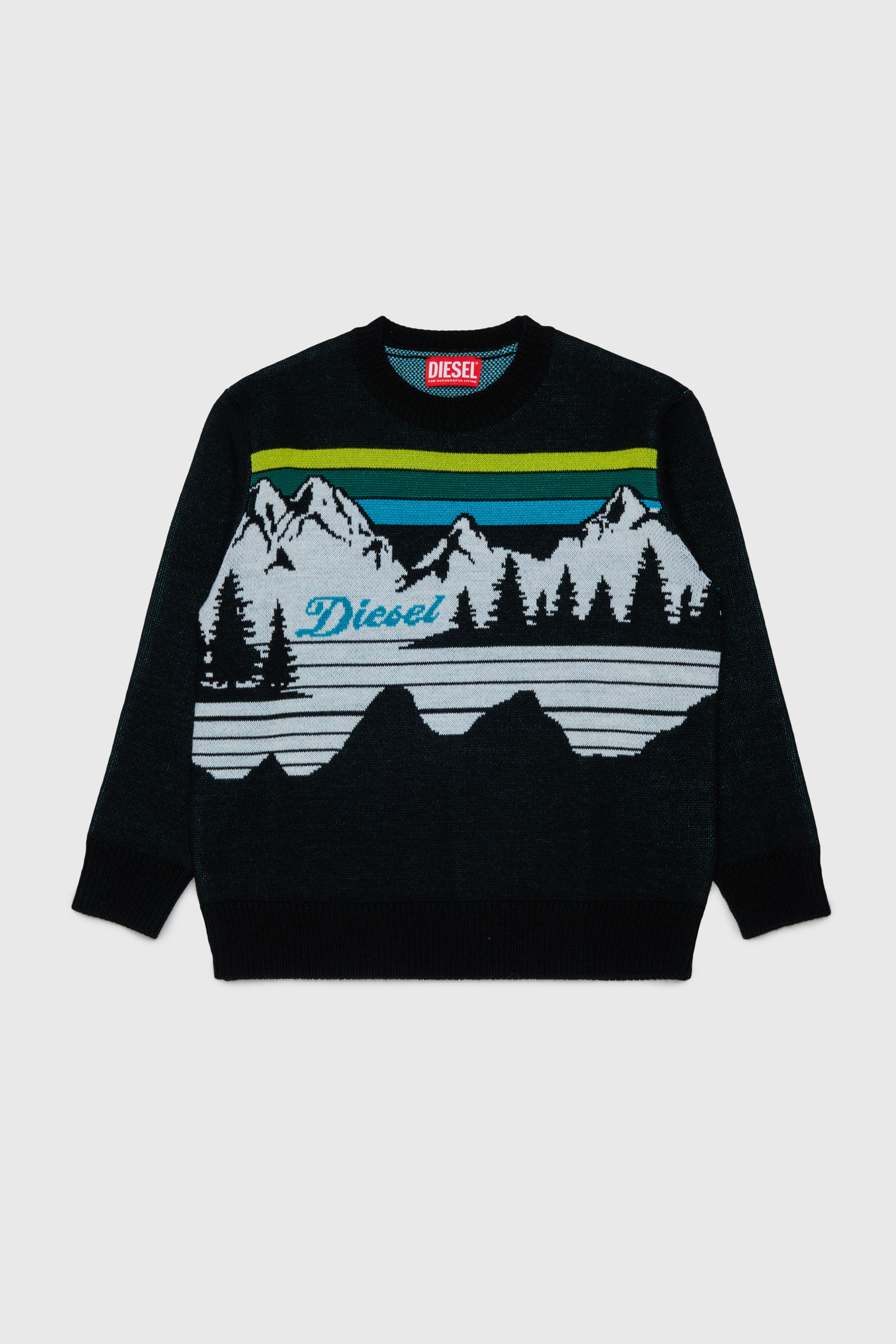 Pull en m&eacute;lange de laine &agrave; motif montagne