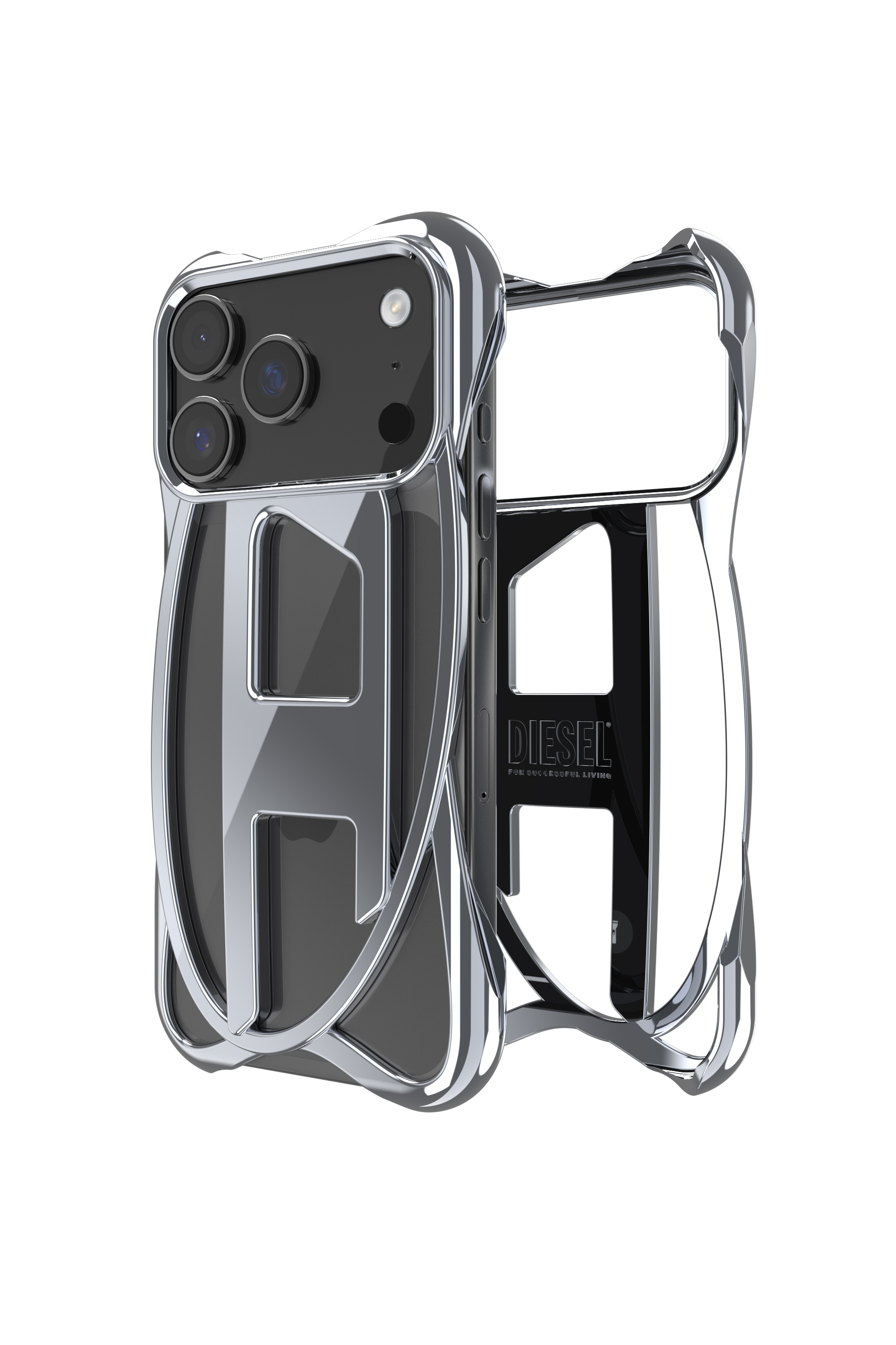 Diesel - 60445  D FRAME CASE, Étui brillant Caged D pour iPhone 17 Pro Mixte in Gris - 1