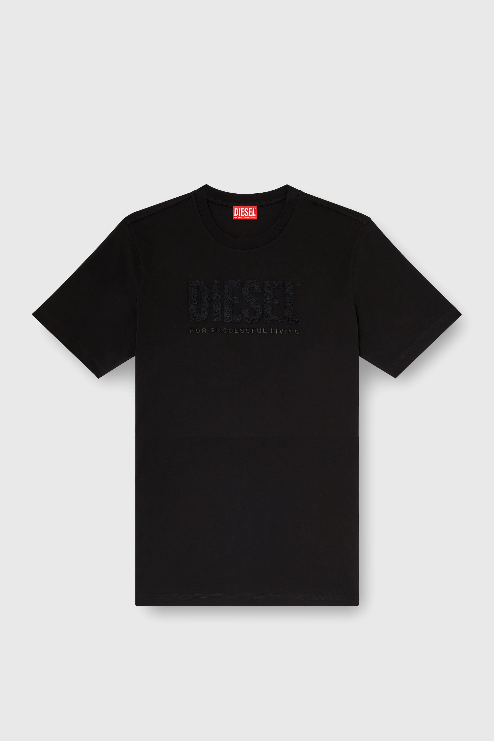 Diesel - T-JUST-OVA-T92, T-shirt en coton avec imprim&eacute; logo Diesel ton sur ton Homme in Noir - 2
