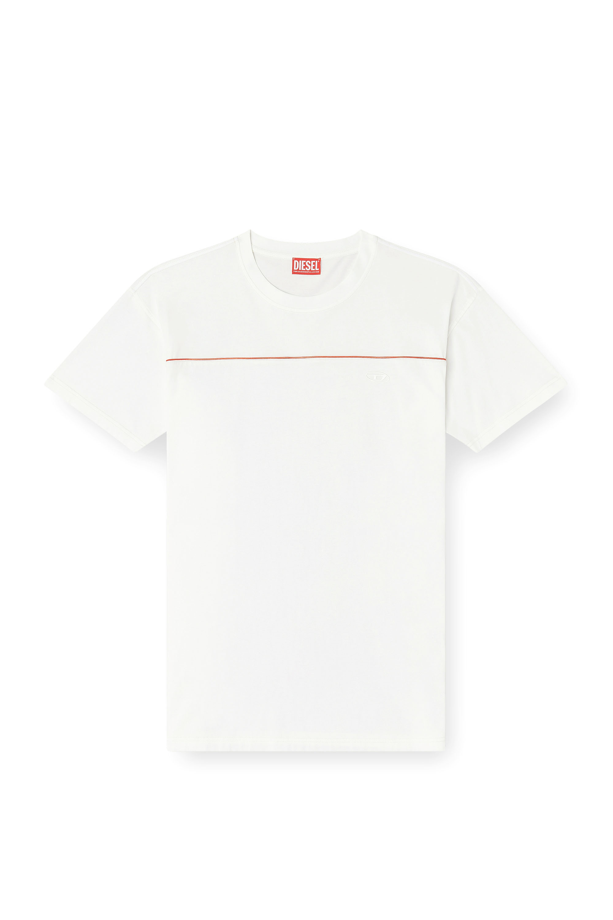 Diesel - T-NORM-PIPING, T-shirt avec passepoil contrastant Homme in Blanc - 3