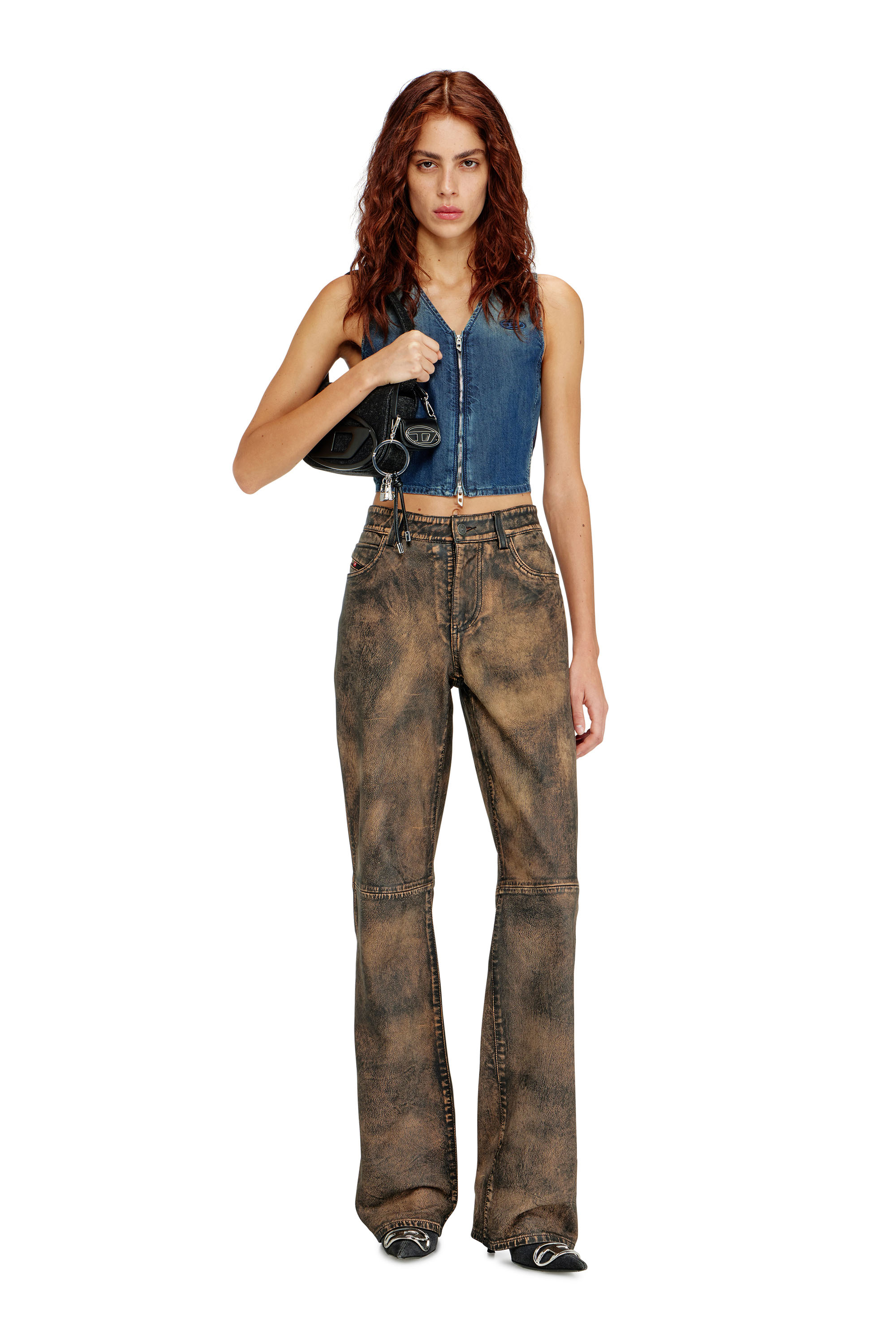 Diesel - DE-MEIO-S, Top en denim court avec fermeture &eacute;clair sur le devant Femme in ToBeDefined - 2