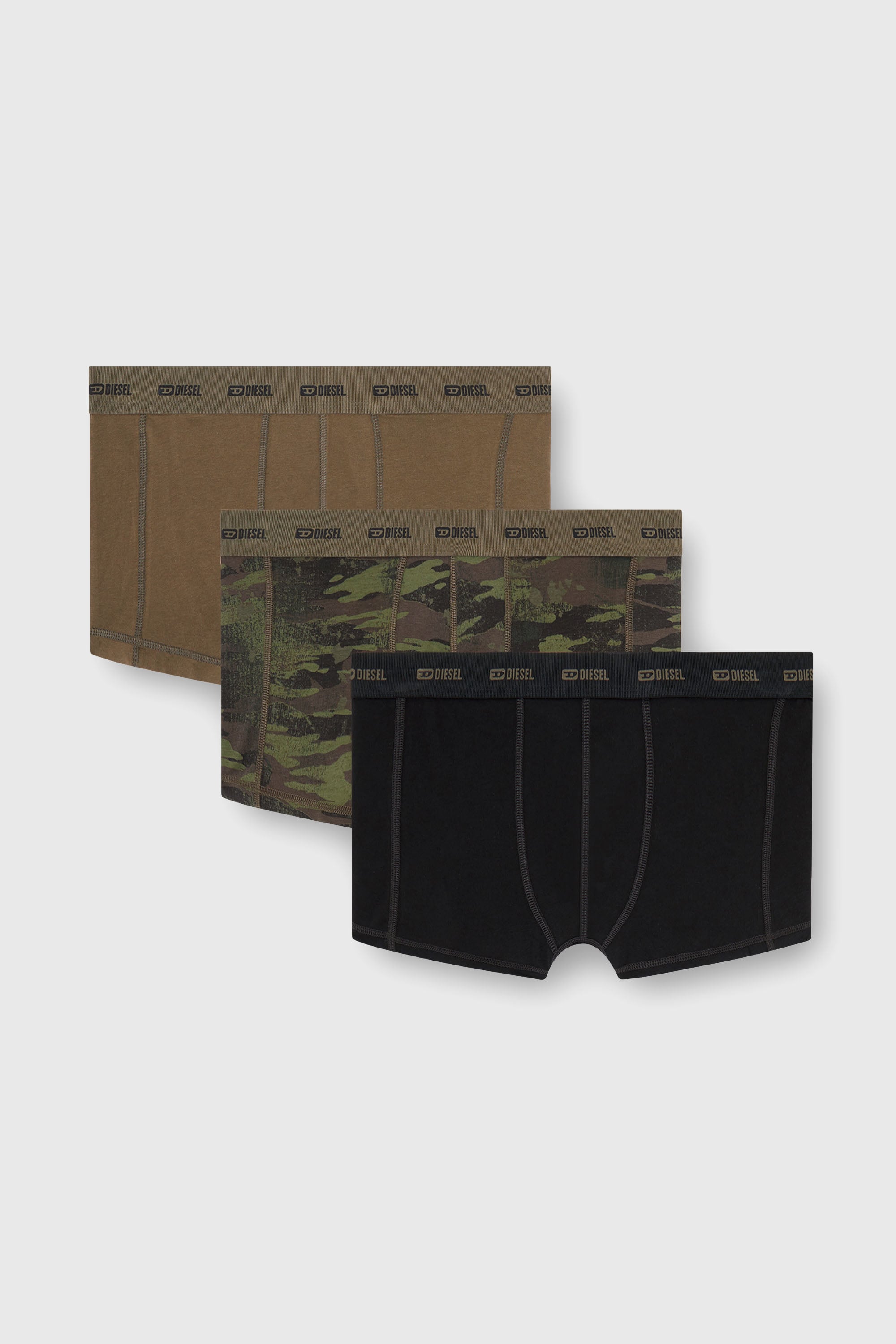 Diesel - DAMIEN-UTLT-3PACK, Lot de trois boxers unis et motif camouflage Homme in Noir - 1