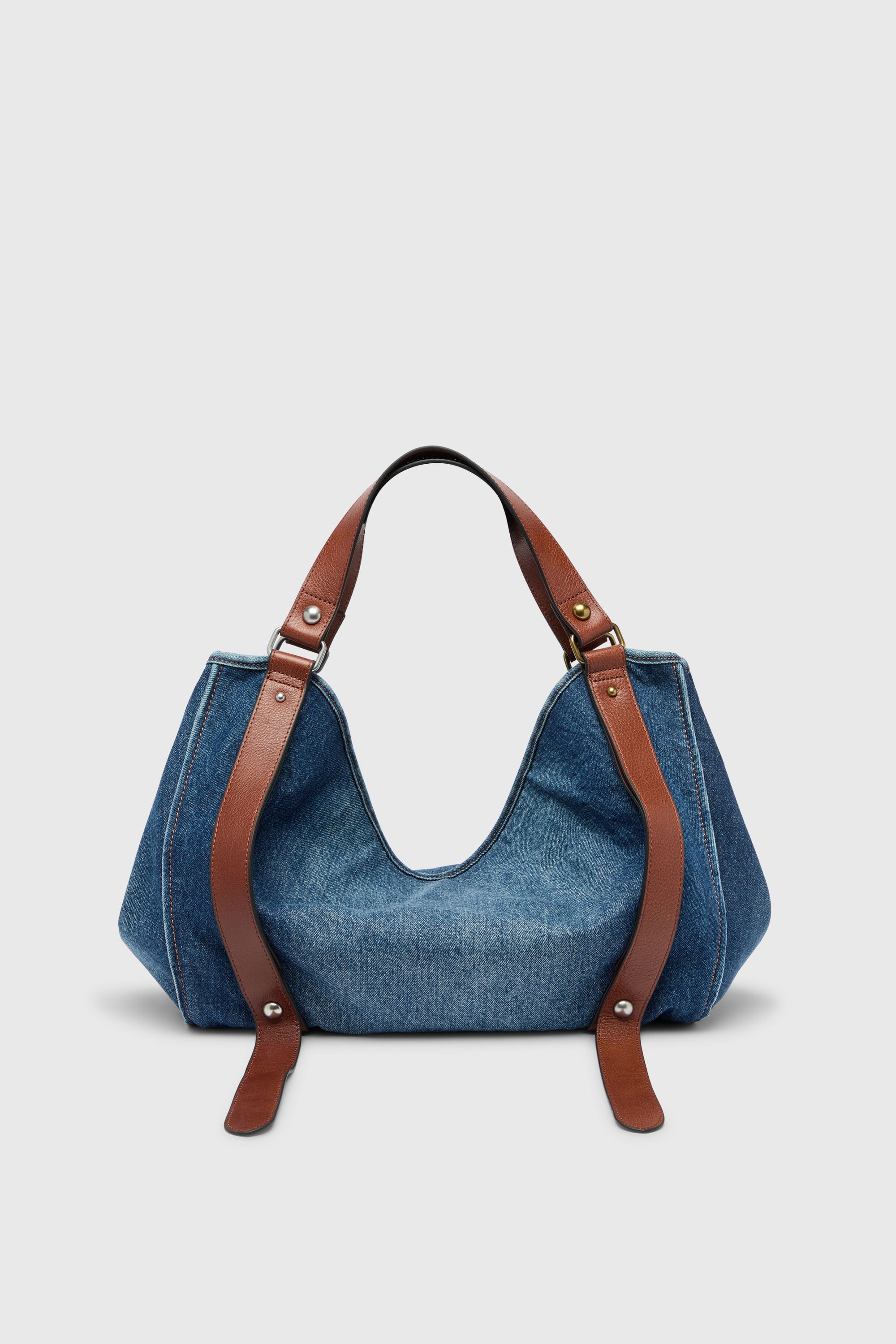 Diesel - D-ONE TOPHANDLE M, D-One-Medium sac &agrave; poign&eacute;e sup&eacute;rieure en denim et cuir Femme in Bleu - 2