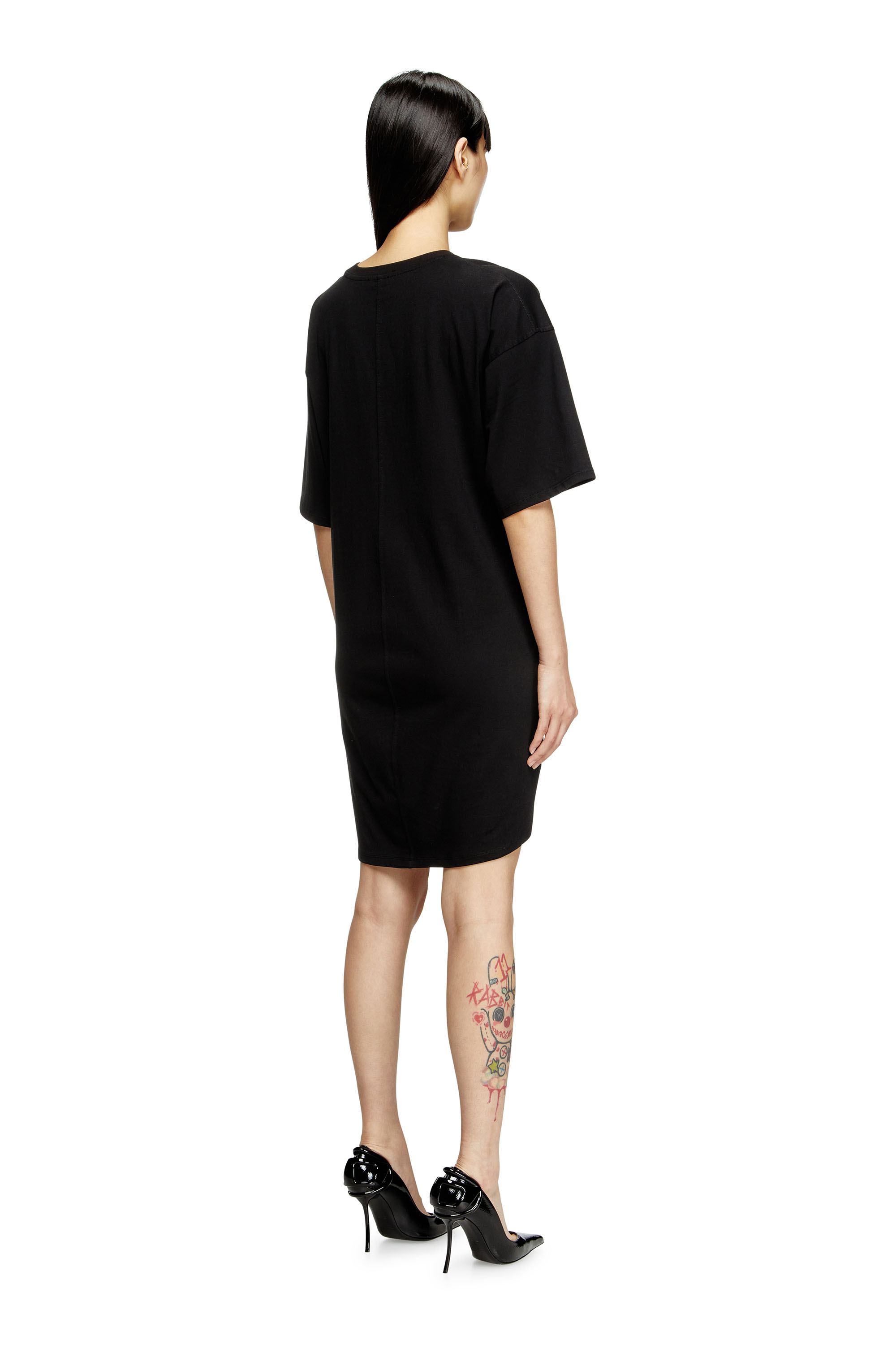Diesel - D-EIVOR, Robe T-shirt avec nœud à l'avant Femme in Noir - 4