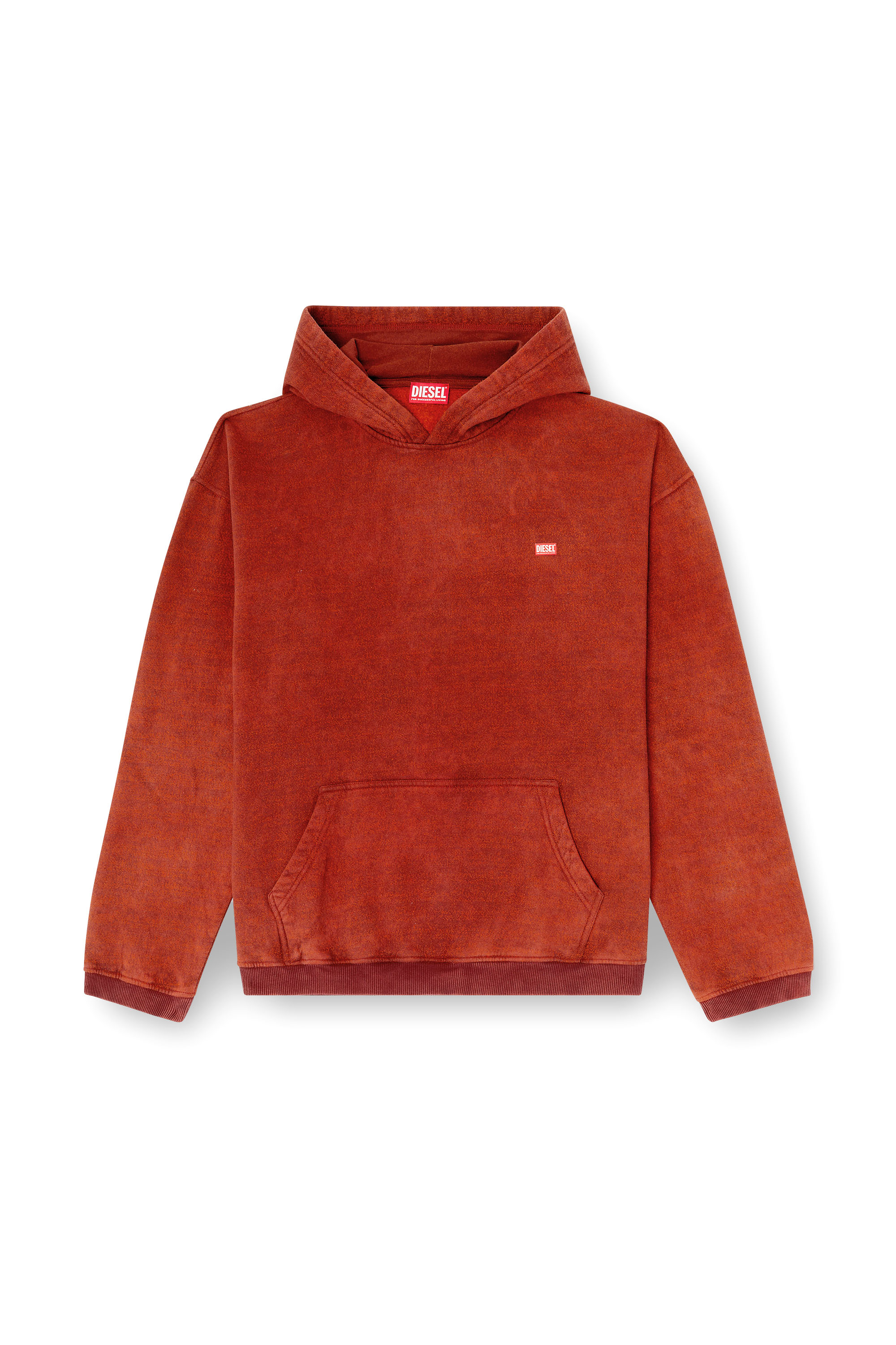 Diesel - S-KAI, Sweat à capuche en coton avec poche kangourou Homme in Marron - 2