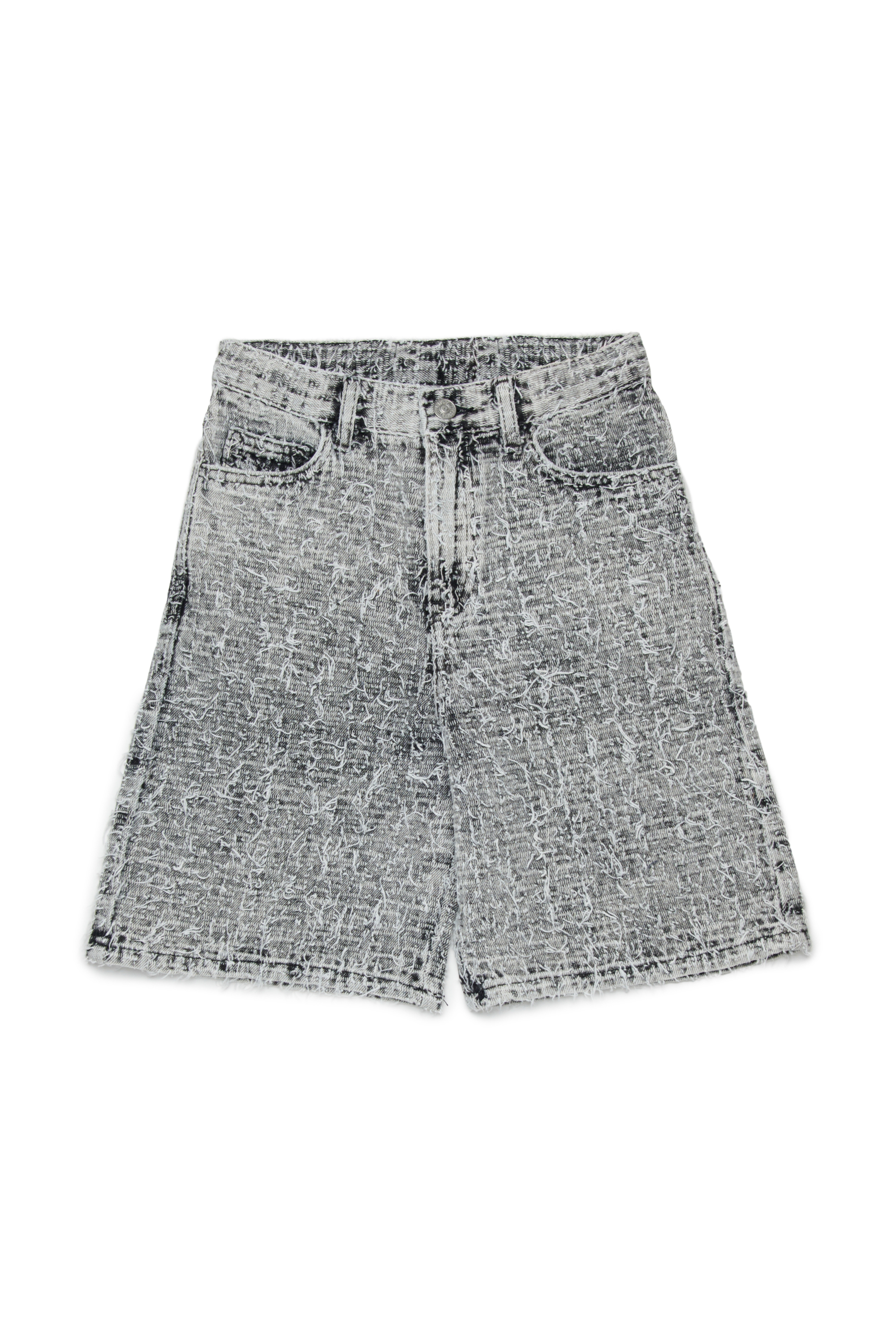 Diesel - D-ARGJX-SHORT-J, Shorts en denim avec finition textur&eacute;e Femme in Gris - 1