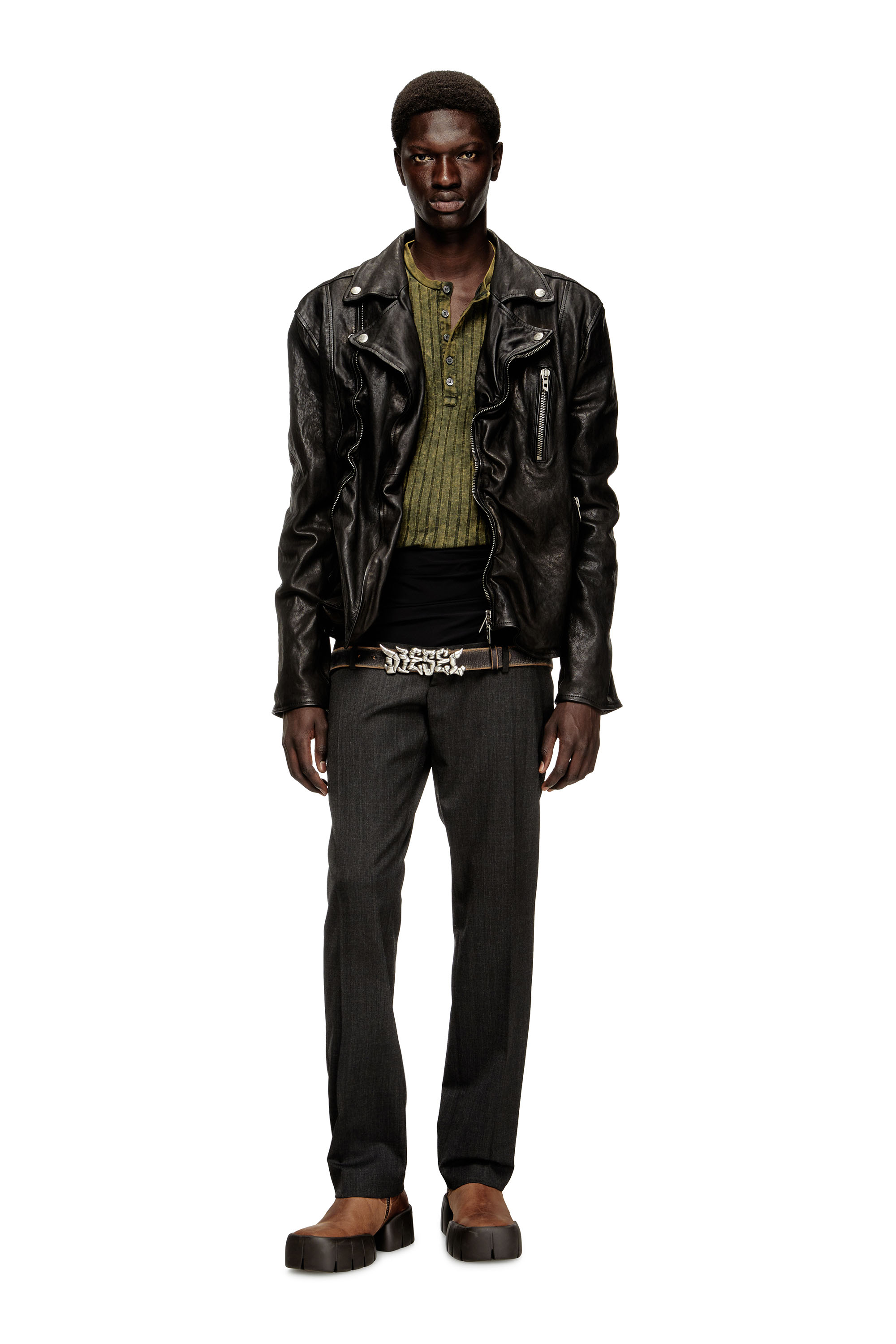 Diesel - P-AUREL-1, Pantalon en laine avec taille élastique Homme in Gris - 2