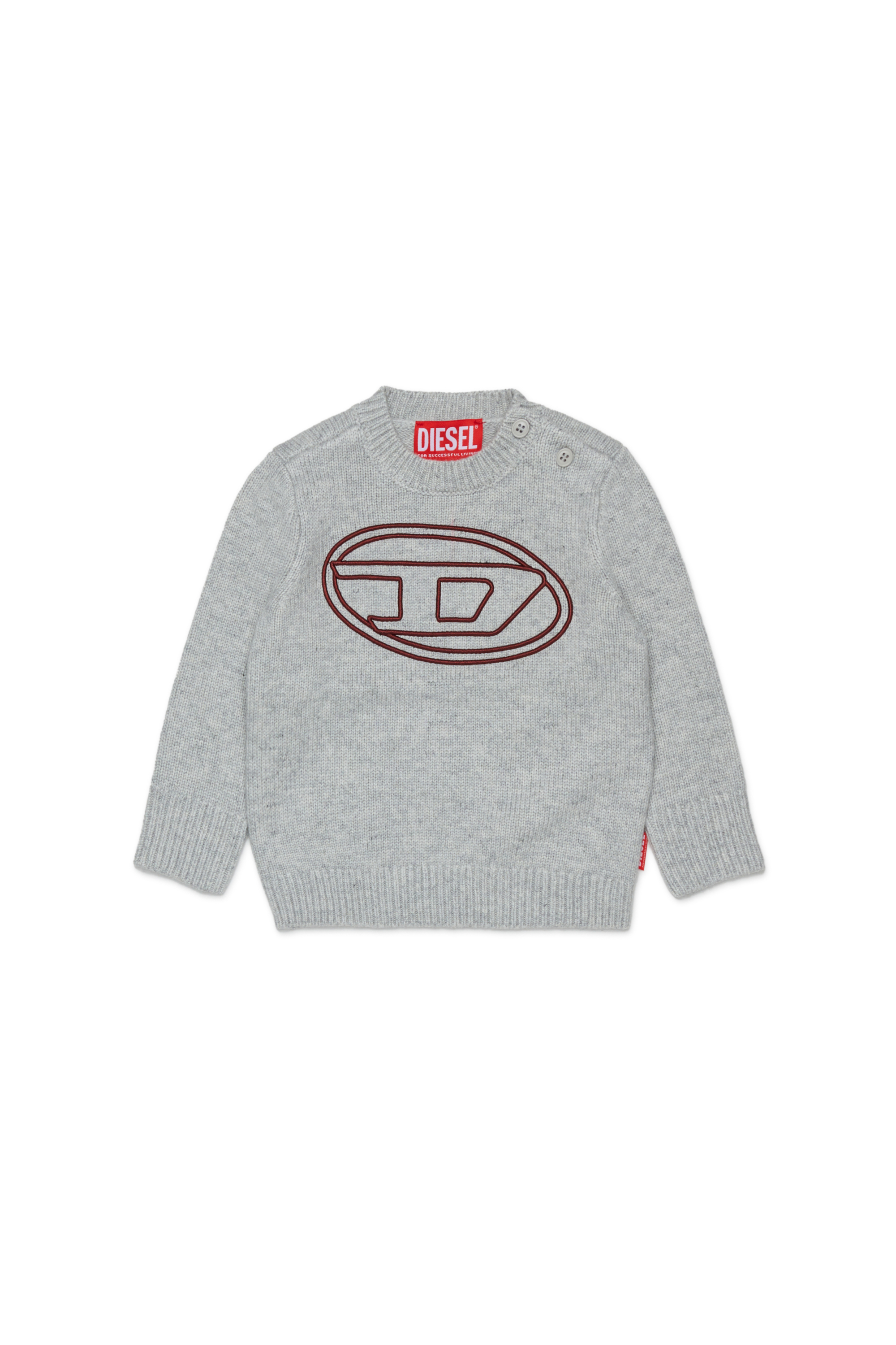 Diesel - KOMYB, Pull enrichi en cachemire avec grand Oval D Homme in Gris - 1