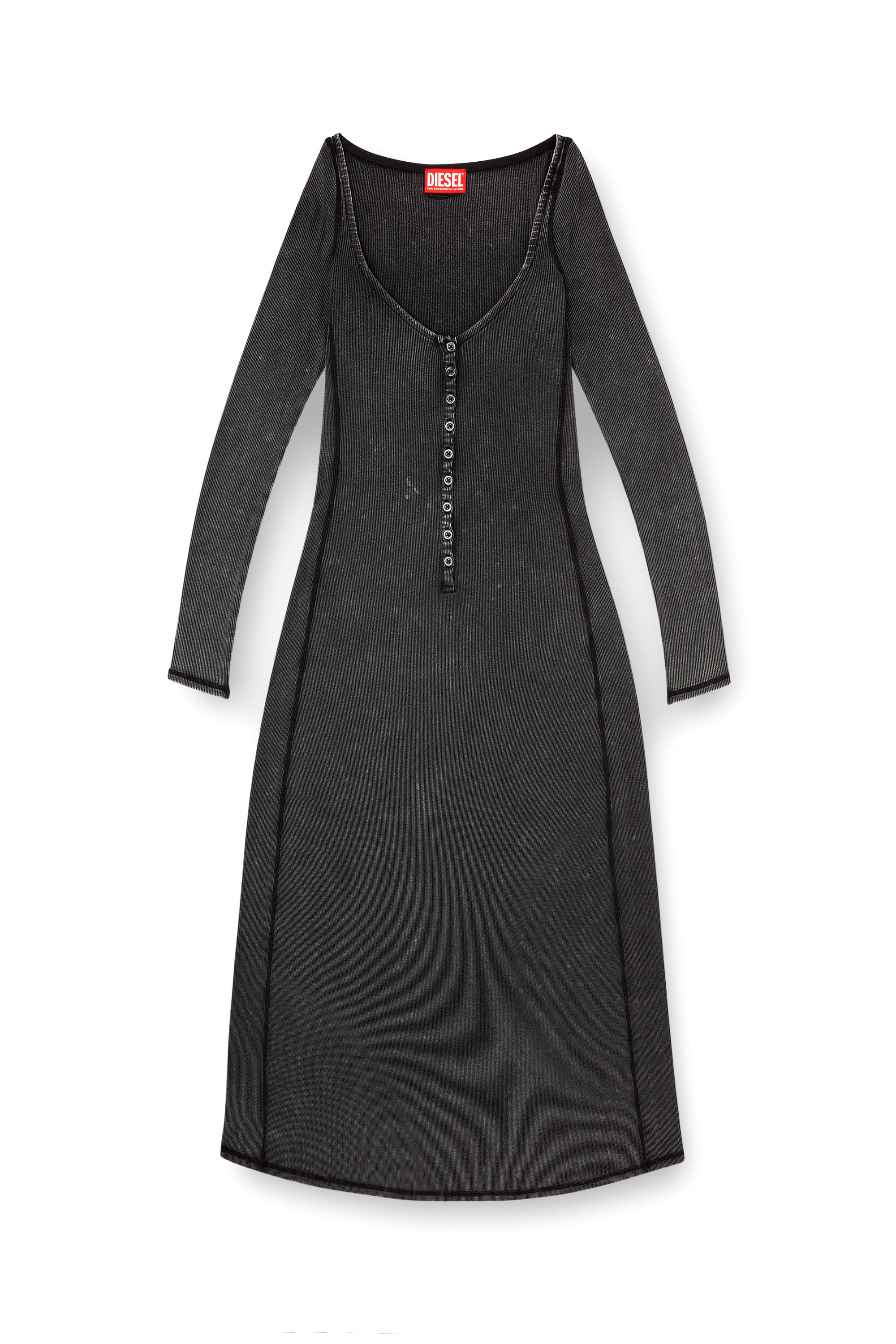 Diesel - D-LEY, Robe mi-longue en jersey côtelé délavé Femme in ToBeDefined - 1