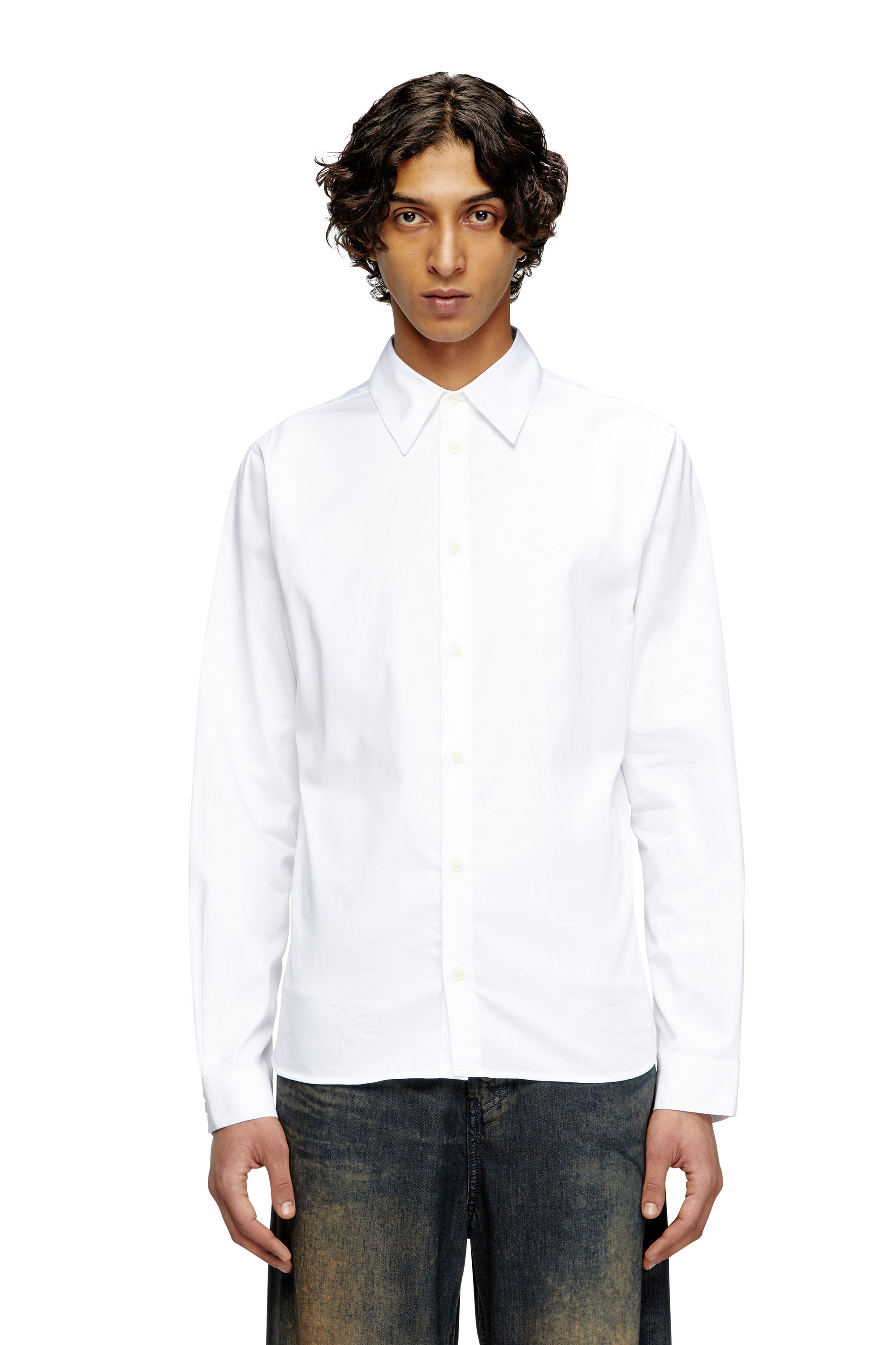 Diesel - S-FITTY-QFAV, Chemise avec broderie Oval D Homme in Blanc - 1