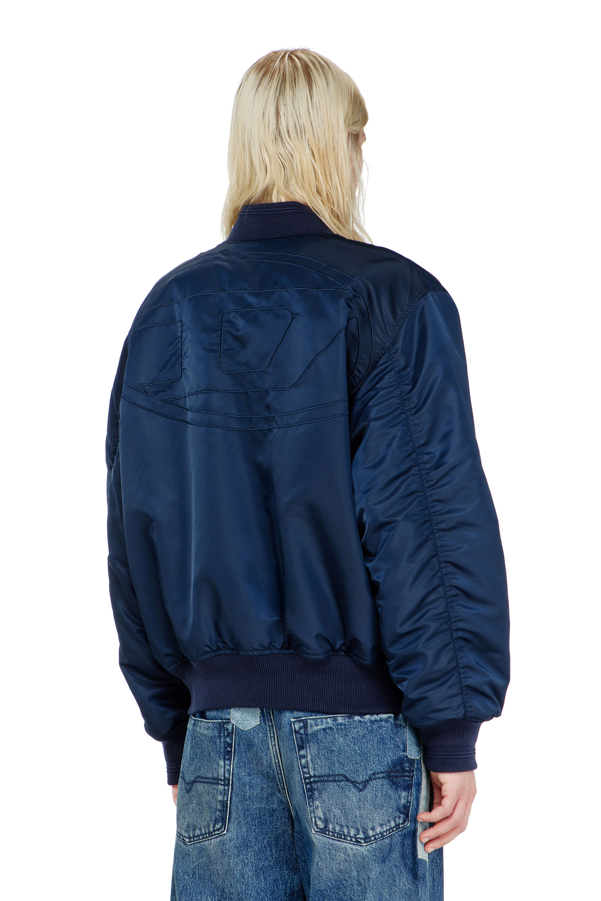 Diesel - W-TYPE-D1, Blouson aviateur rembourr&eacute; avec broderie Oval D Homme in Bleu - 4