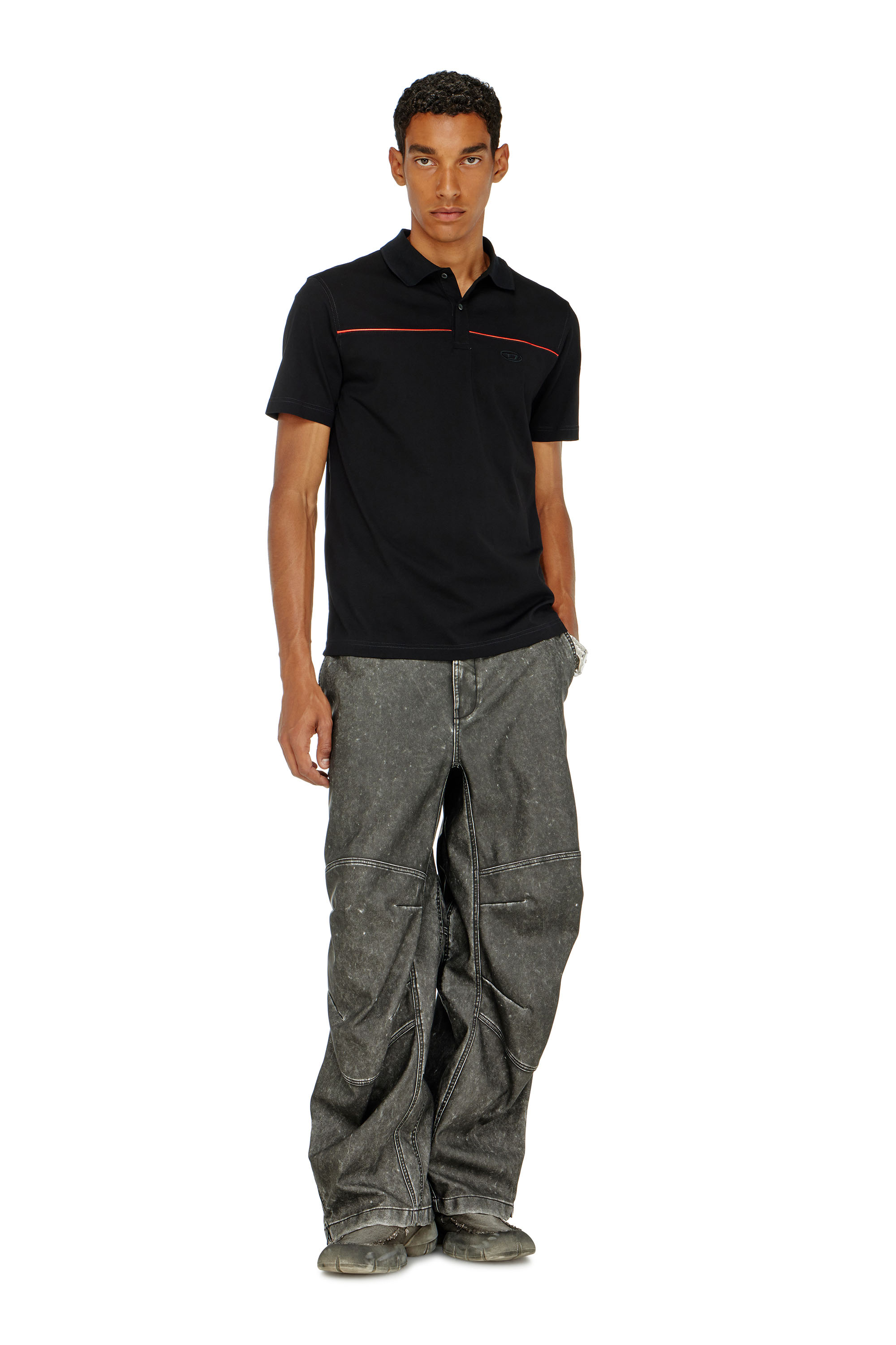 Diesel - T-REJUST-PIPING, Polo avec passepoil contrastant Homme in Noir - 2