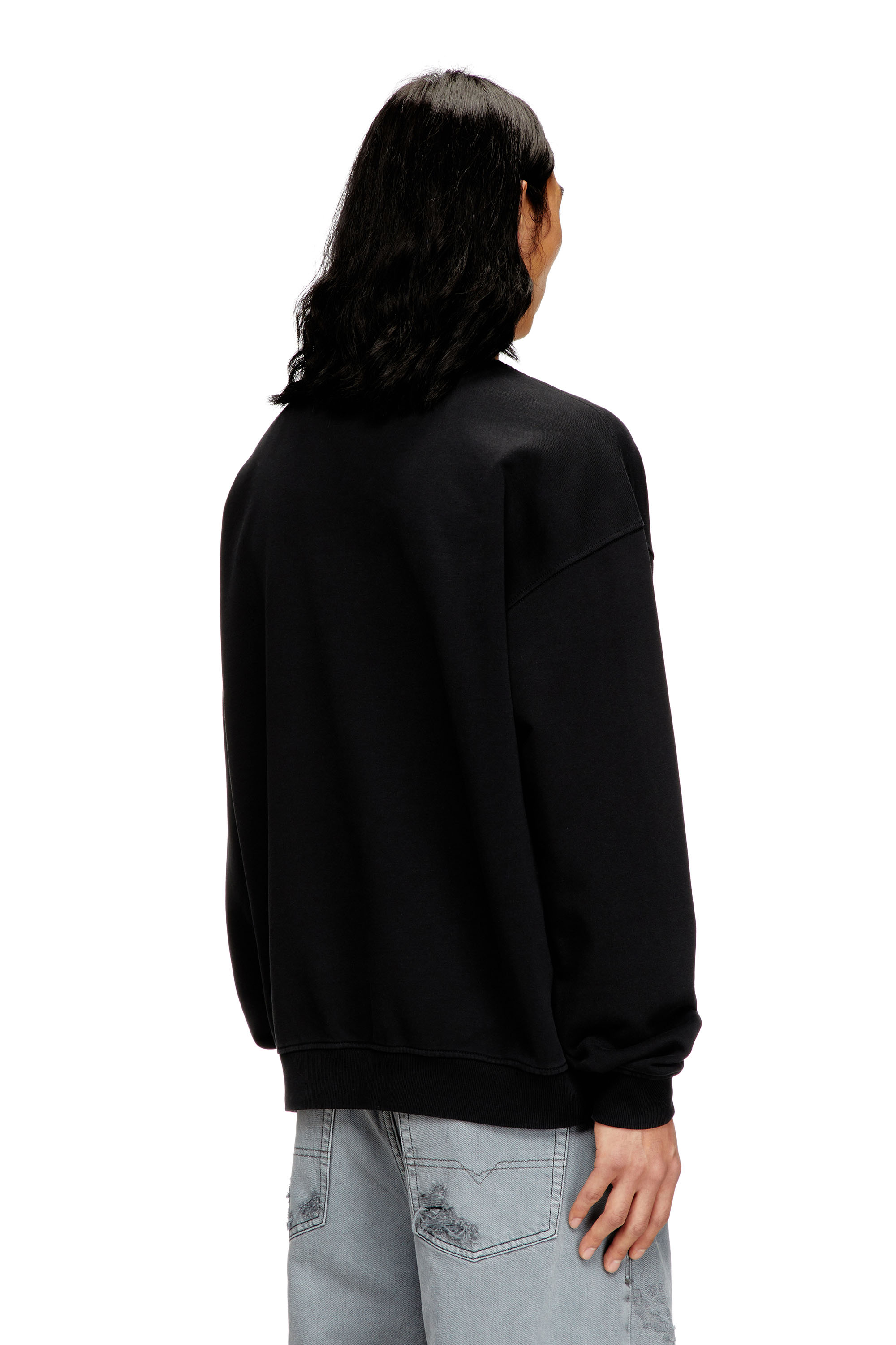 Diesel - S-BOXT-N5, Sweat-shirt avec logo floqué effet vieilli Homme in Noir - 4