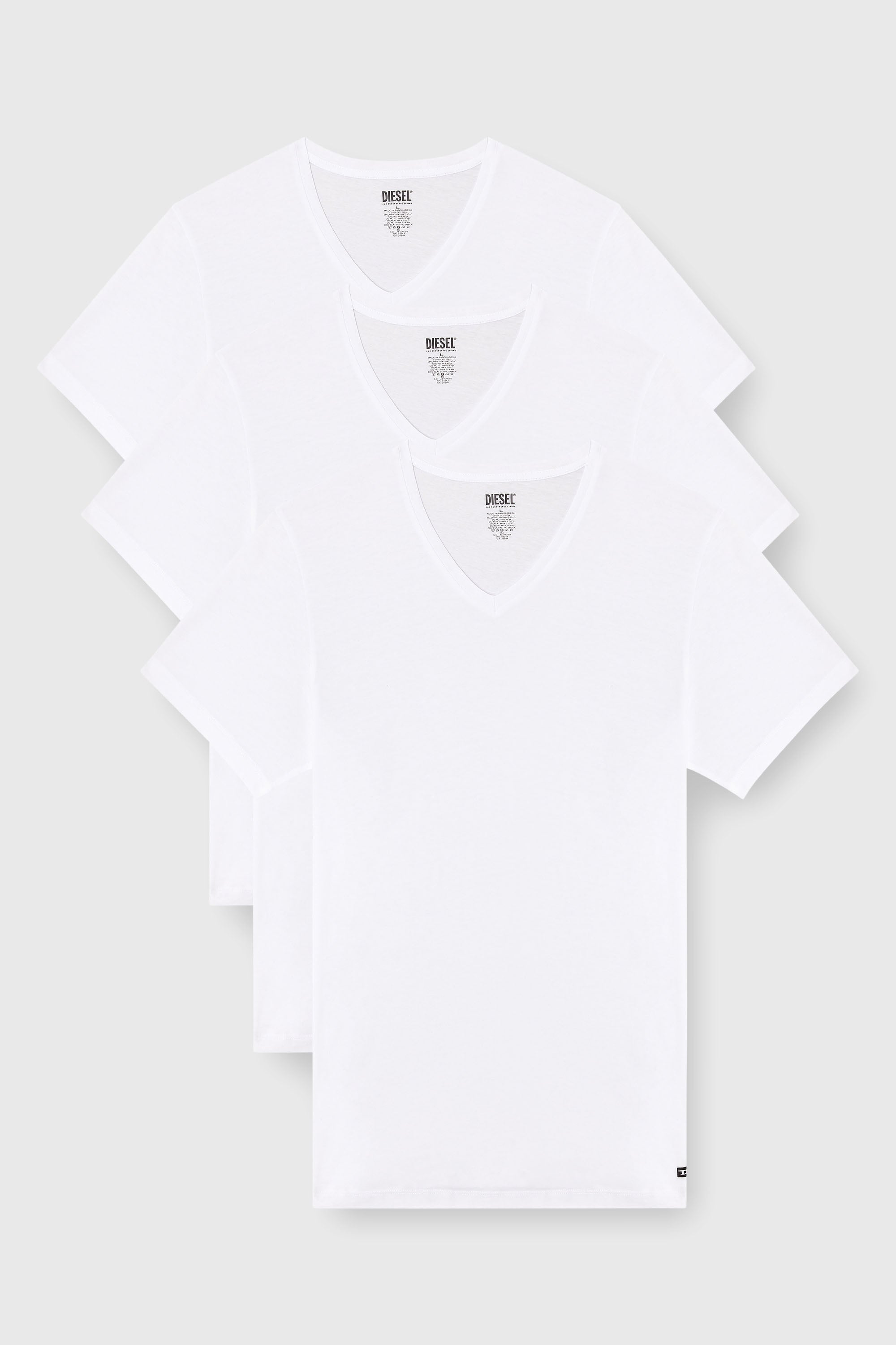 Diesel - MICHAEL-D-BOX-3PACK, Lot de trois T-shirts avec col en V Homme in Blanc - 1