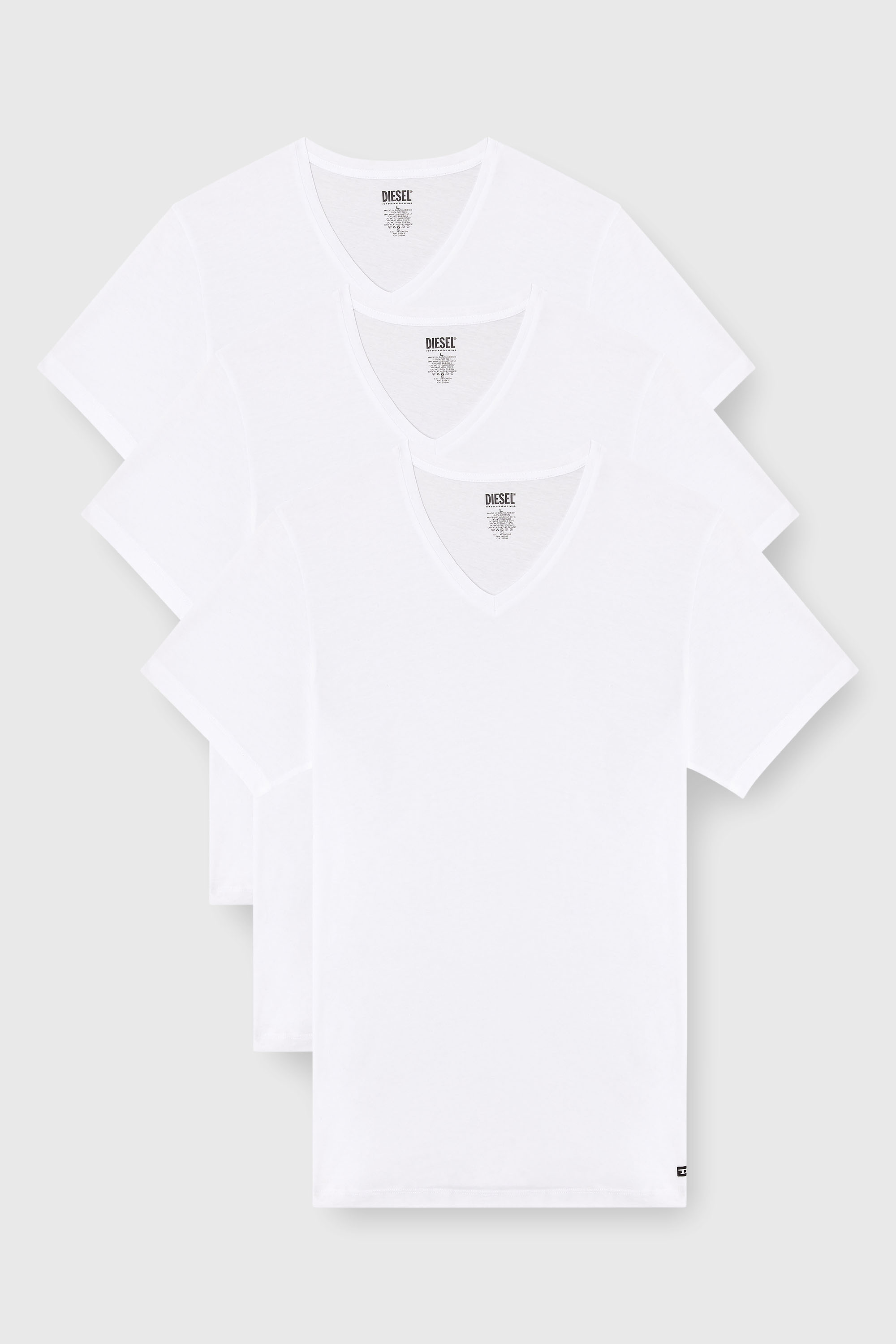 Diesel - MICHAEL-D-BOX-3PACK, Lot de trois T-shirts avec col en V Homme in Blanc - 2