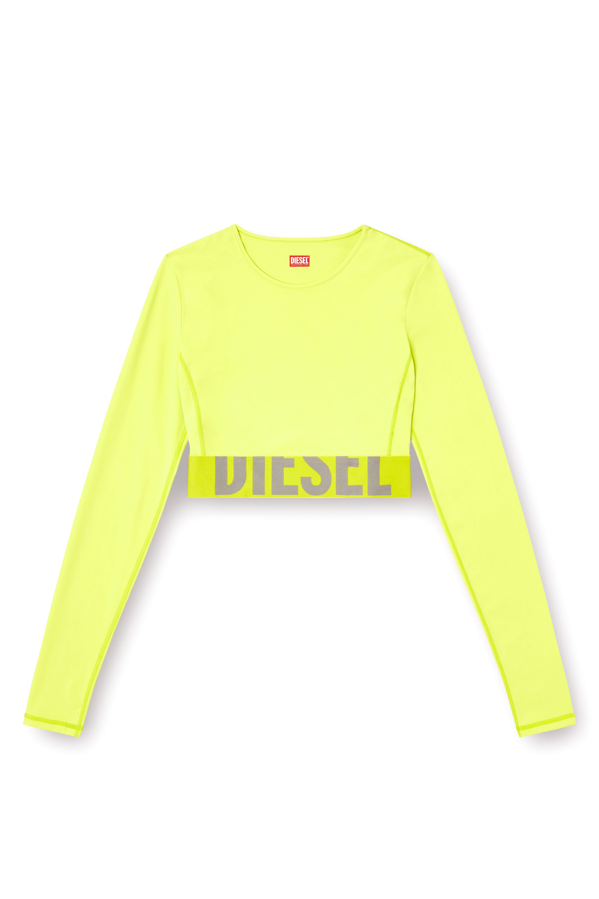 Diesel - MELISSA-D-POP, Top cropped en microfibre avec logo tronqué Femme in Vert - 4