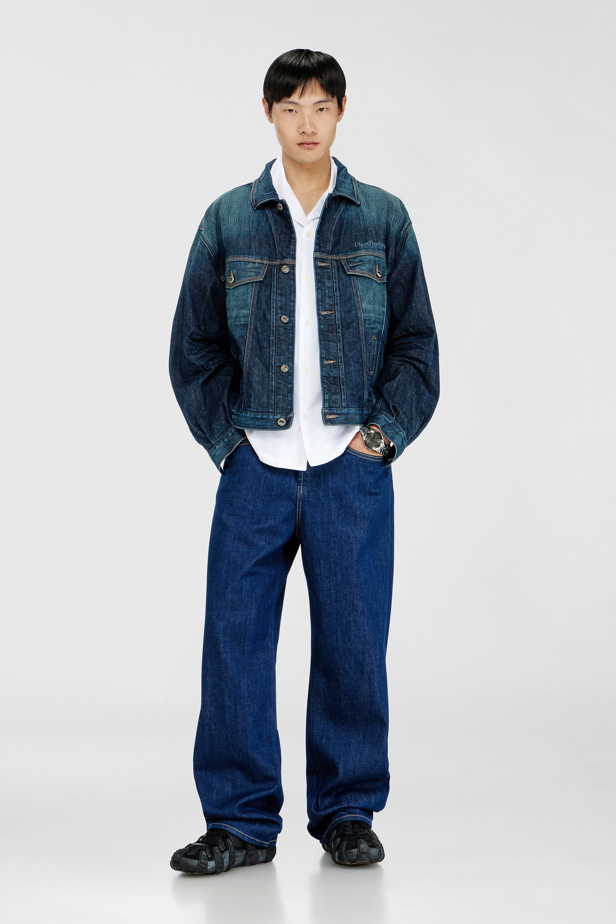 Diesel - S-MAC-GSBH, Chemise en popeline stretch avec broderie Oval D Homme in Blanc - 1