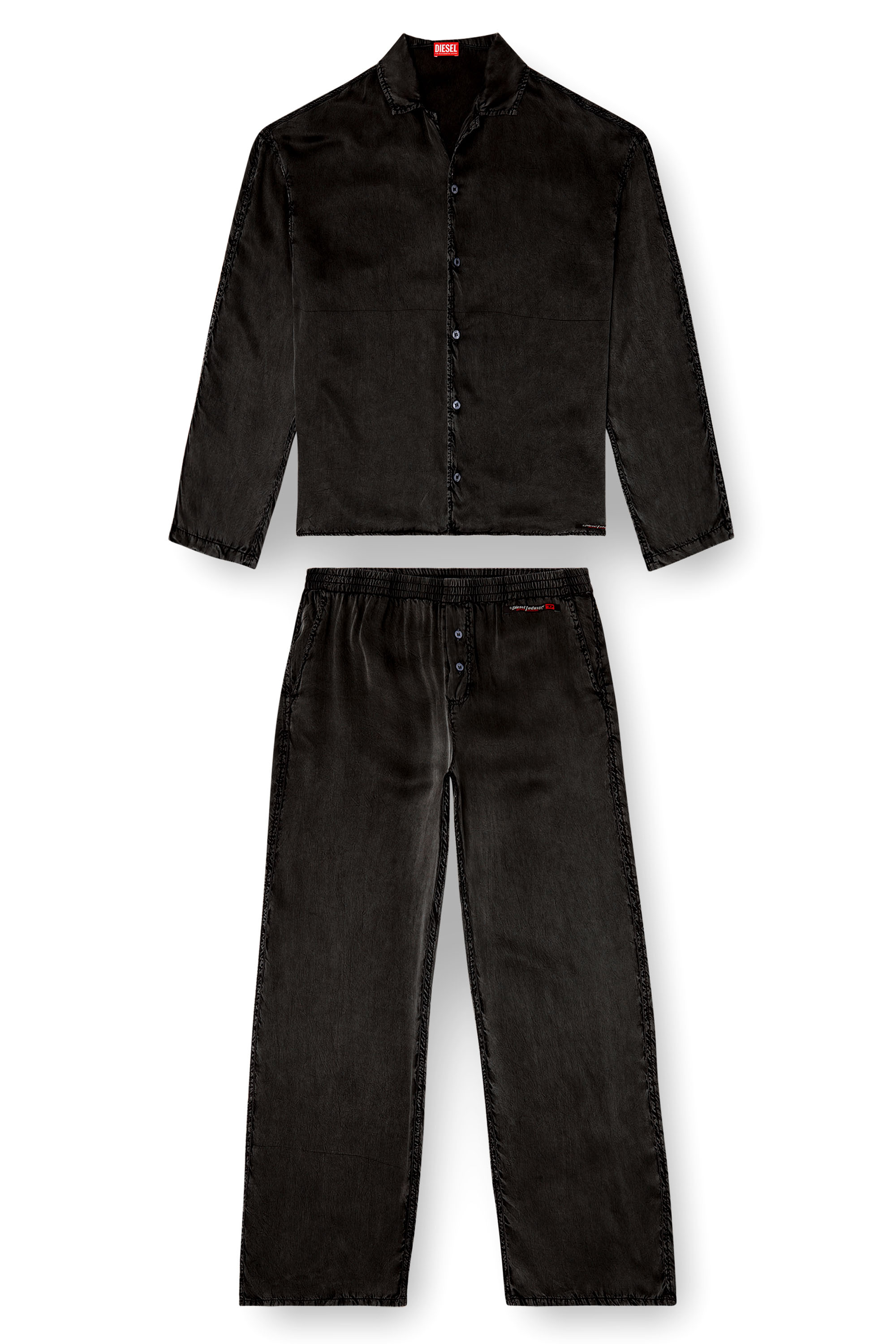Diesel - SET-KEITH-DNM, Pyjama fluide avec effet denim Mixte in Noir - 3