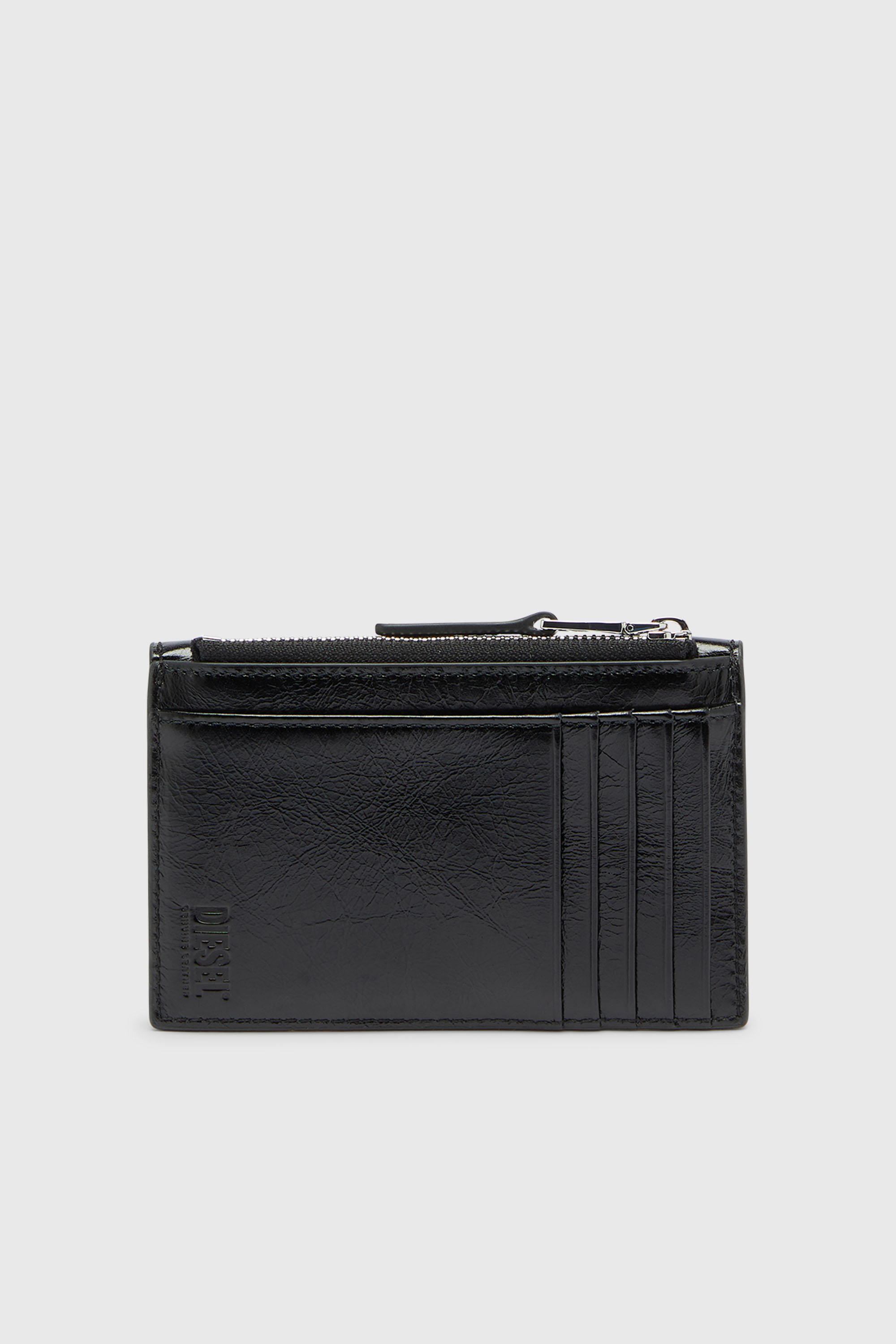 Diesel - D-ENVELOP CARD HOLDER, Porte-cartes style enveloppe en cuir brillant froiss&eacute; Femme in Noir - 2
