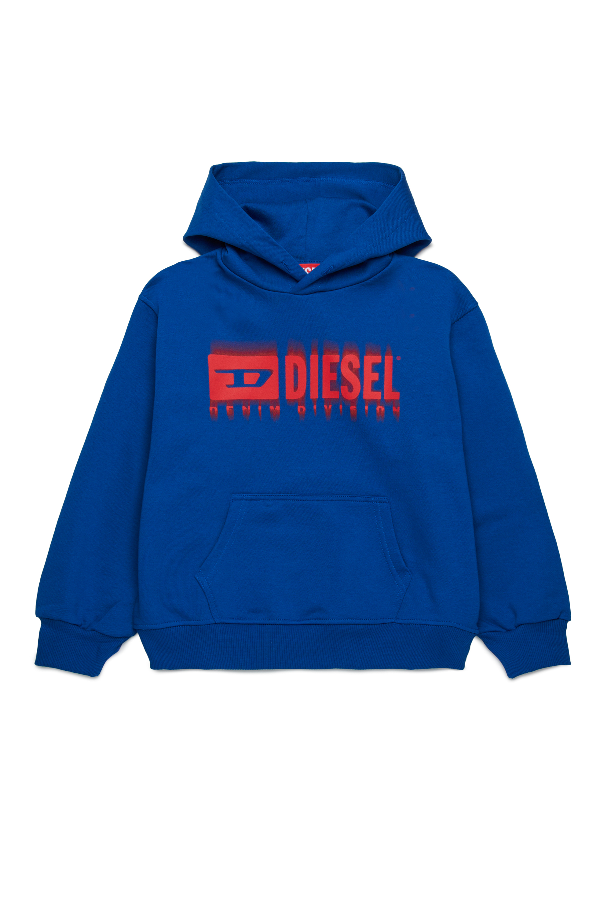 Diesel - SGINNHOODL5 OVER, Sweat-shirt à capuche avec logo taché Homme in Bleu - 1