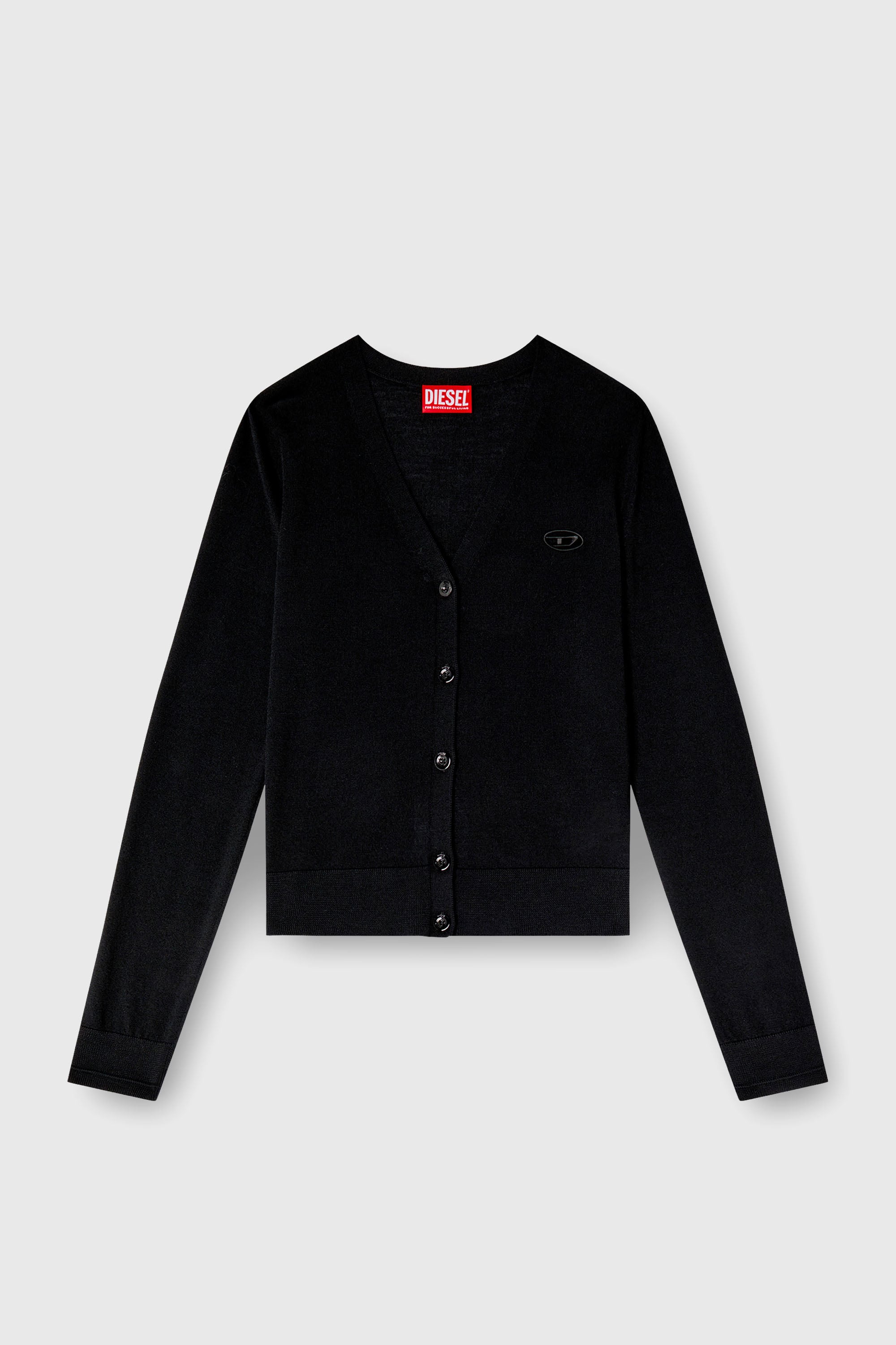 Diesel - M-ALIMA, Cardigan en laine avec logo cut-out Femme in Noir - 2