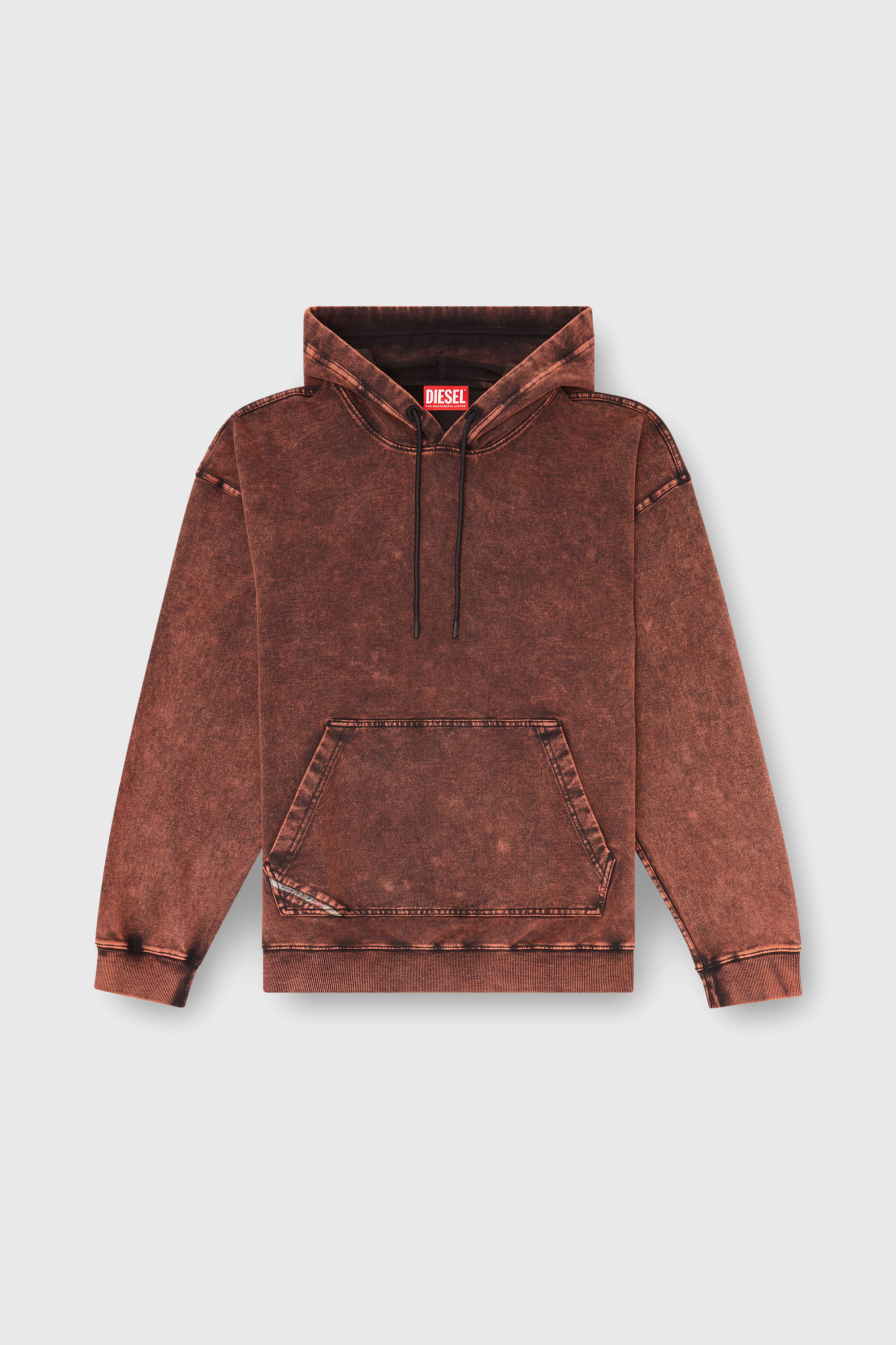 Diesel - S-BOXT-HOOD-TUK, Sweat &agrave; capuche effet denim trait&eacute; Homme in Marron - 2
