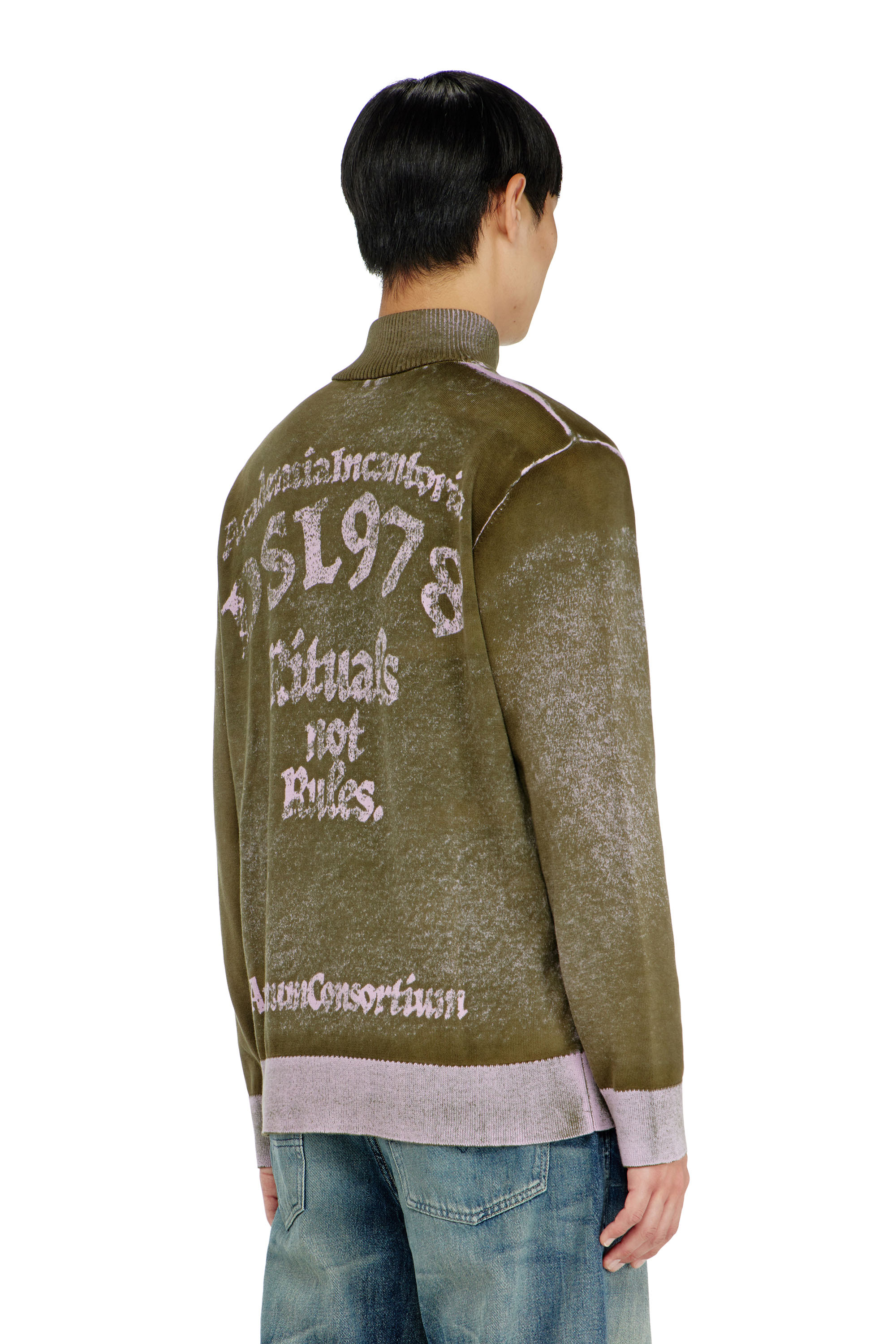 Diesel - K-LAUTARE, Pull-over zipp&eacute; trait&eacute; avec motif griffin Homme in ToBeDefined - 4