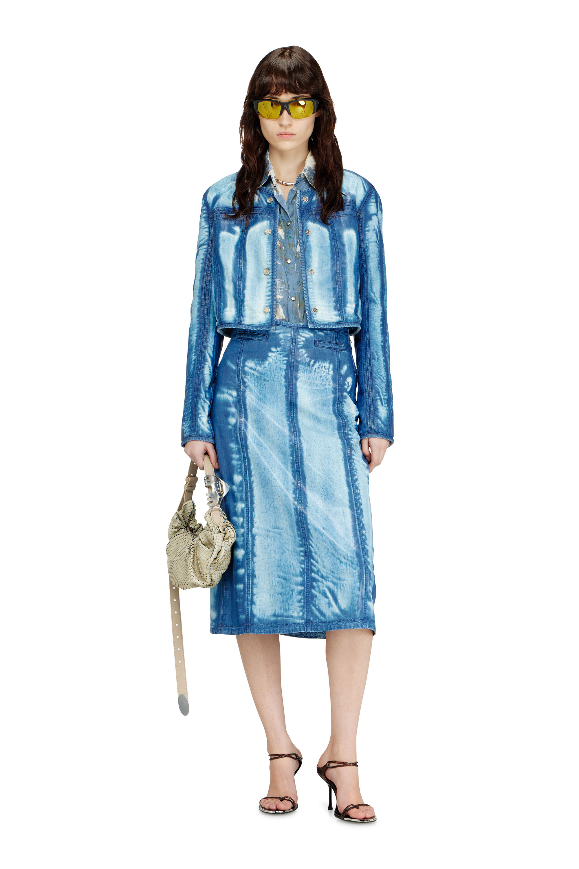 Diesel - DE-VEXRA-FSI, Jupe &agrave; demi-longueur en denim Lyocell X-Ray Femme in Bleu - 2