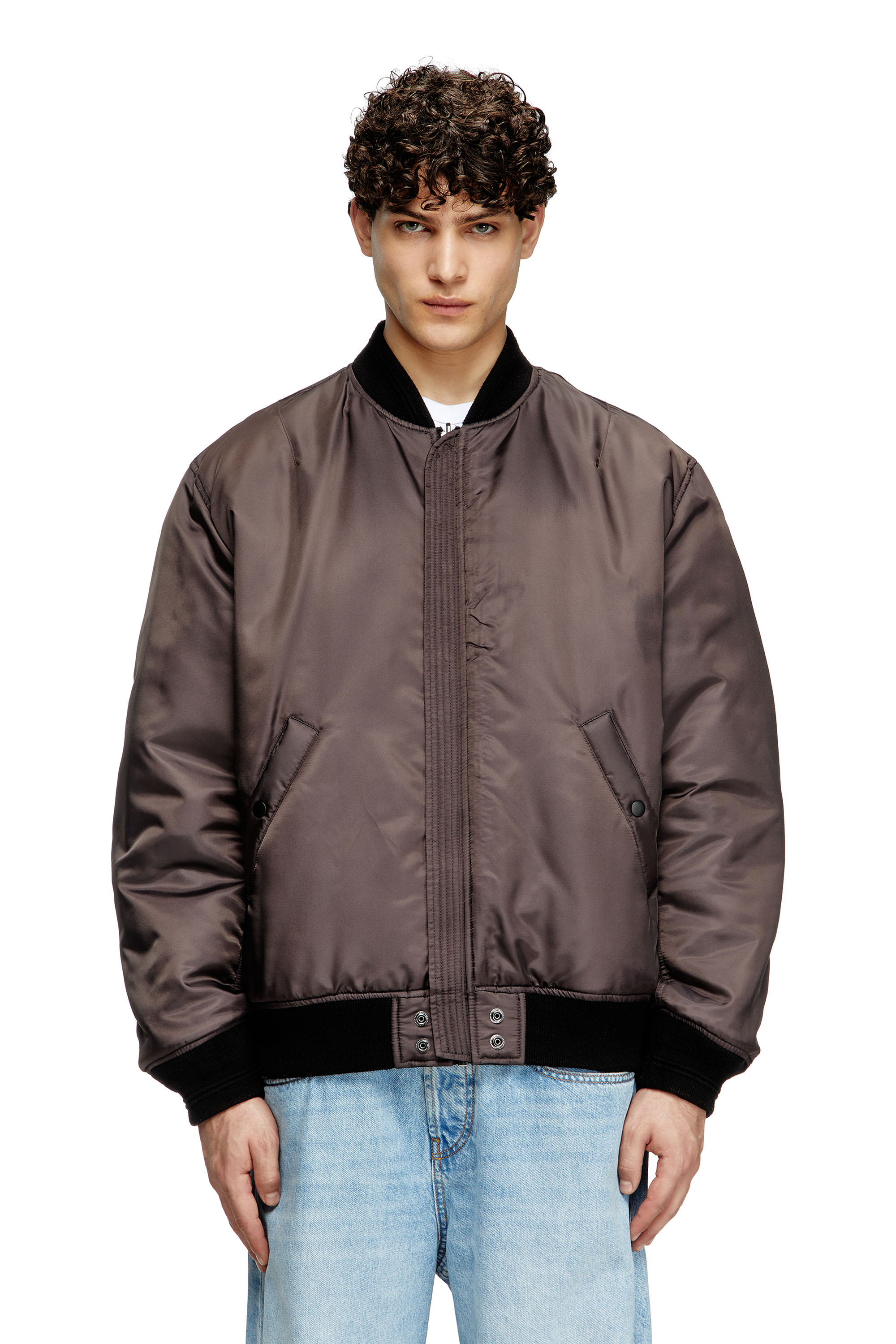 Diesel - J-HELD, Veste bomber en nylon rembourré avec Oval D Homme in Noir - 6