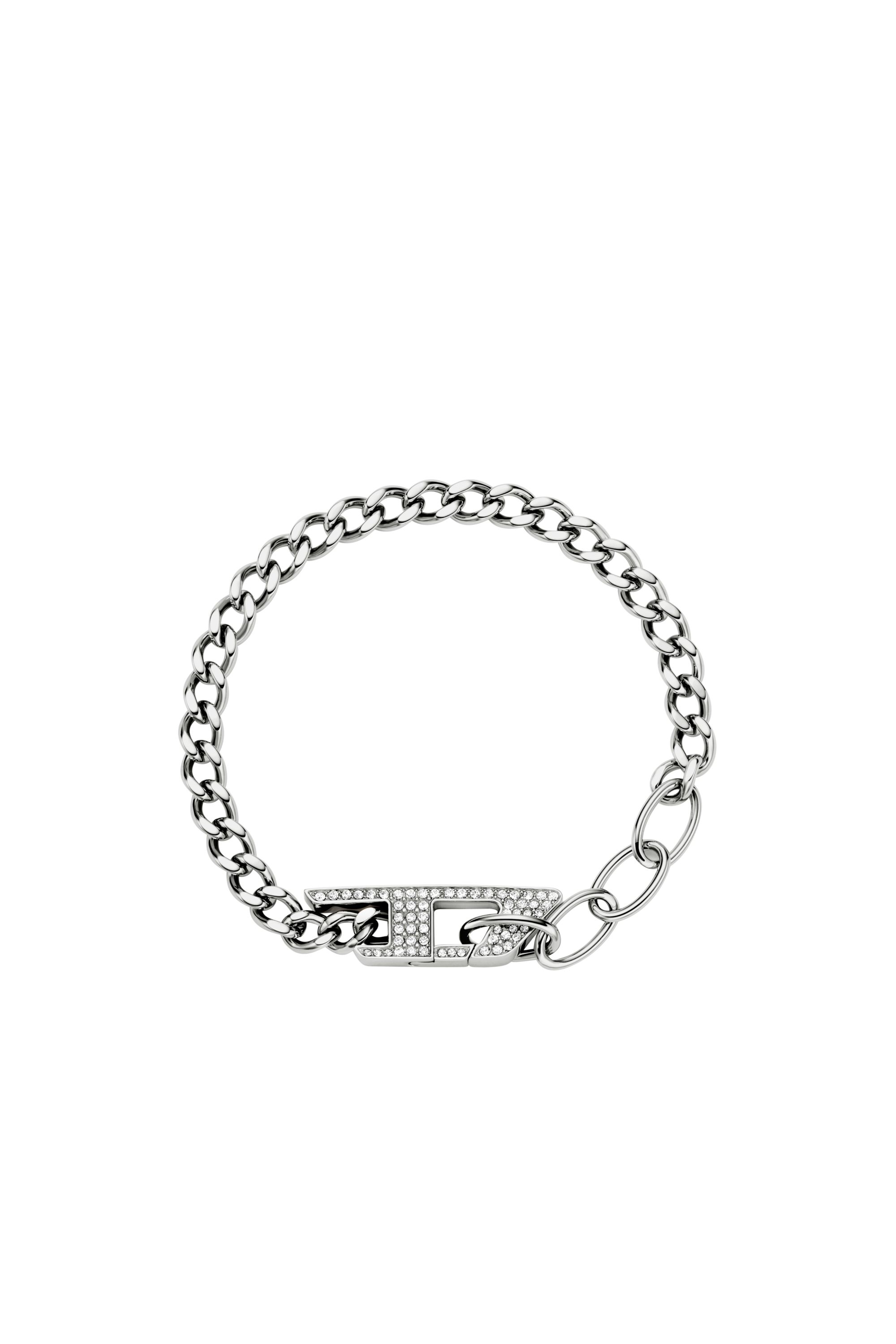 Diesel - DX1627040 JEWELLERY, Bracelet chaîne en acier inoxydable avec effet scintillant Mixte in Gris argenté - 1