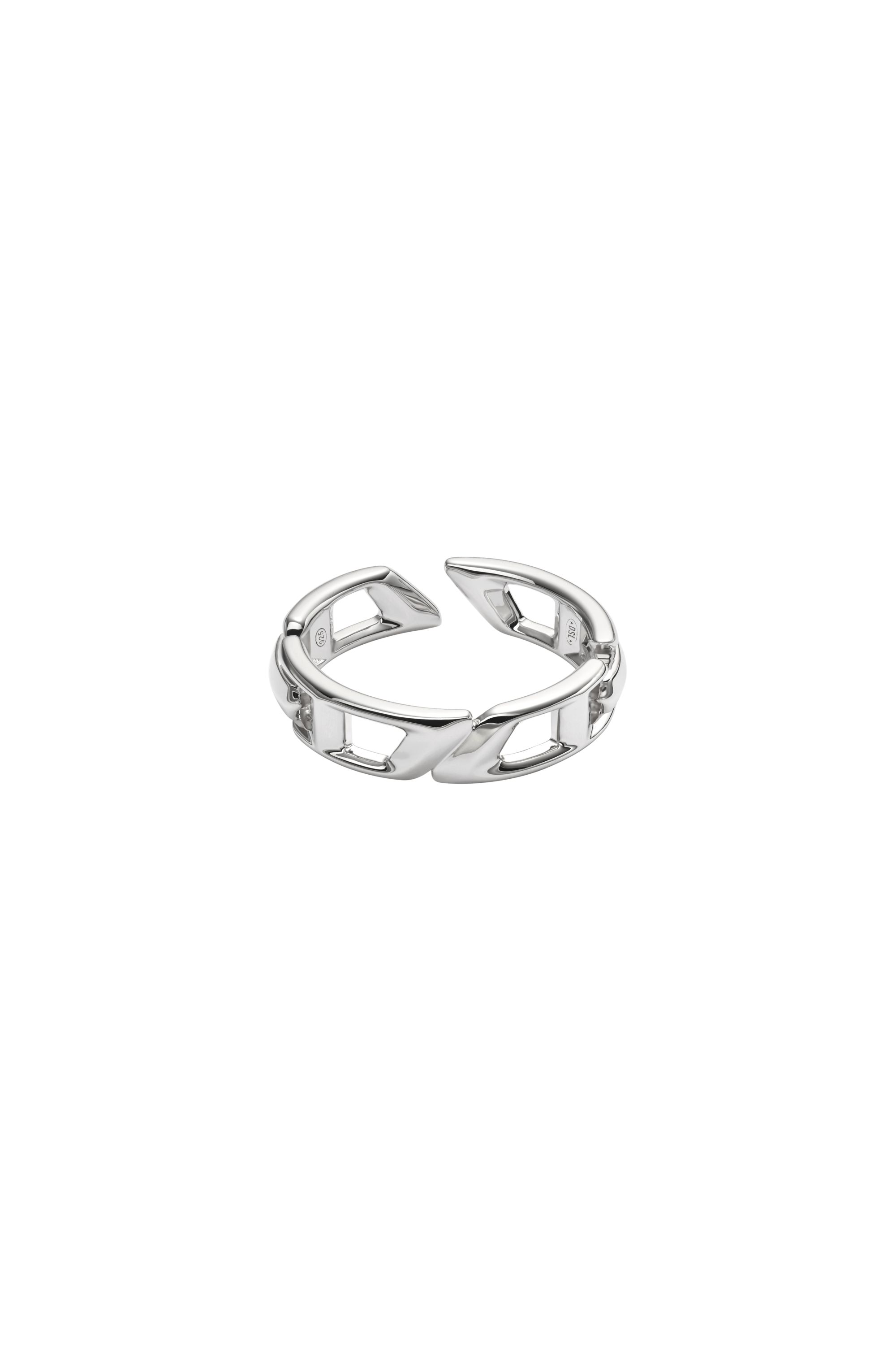 Diesel - DL1349040 STERLING SILVER JEWEL, Bague bande en argent sterling avec logo D Mixte in Gris argenté - 2