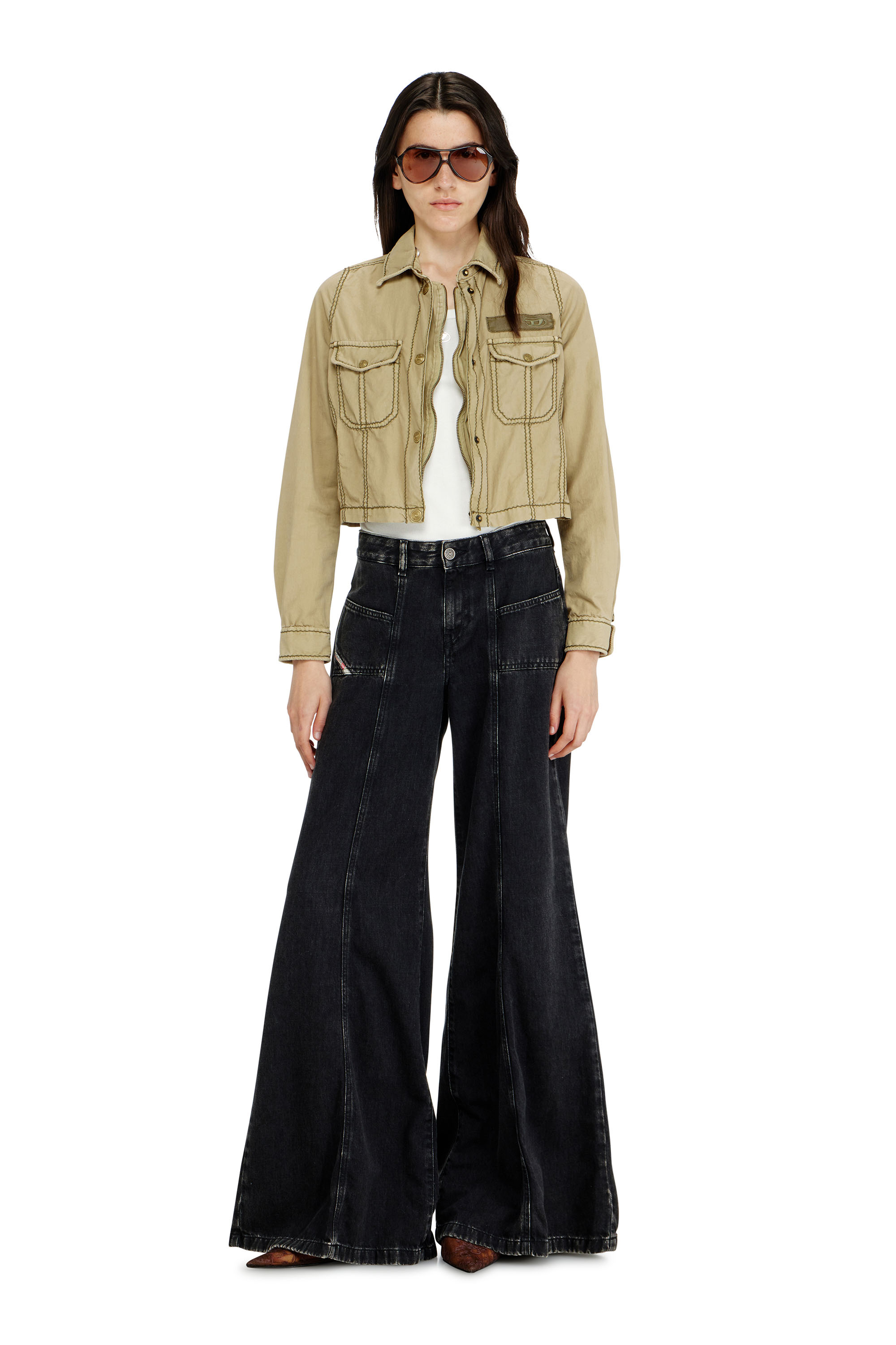 Diesel - Flare Jeans D-Akii 068HN Femme, Noir/Gris fonc&eacute; - Image 1