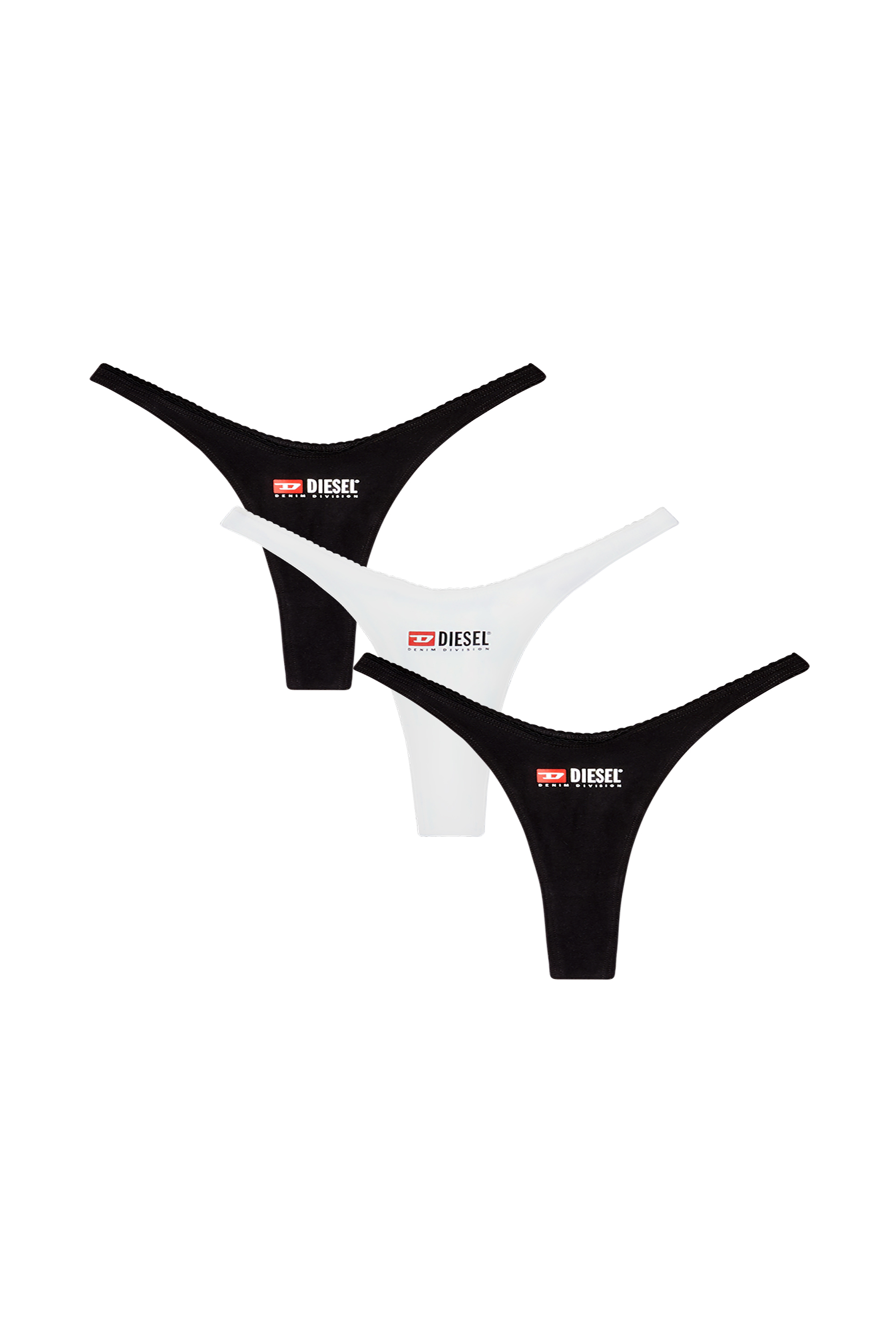 Diesel - MICRO-PUNCHY-D-CORE-3PACK, Lot de 3 strings en coton stretch avec logo Femme in Noir - 1