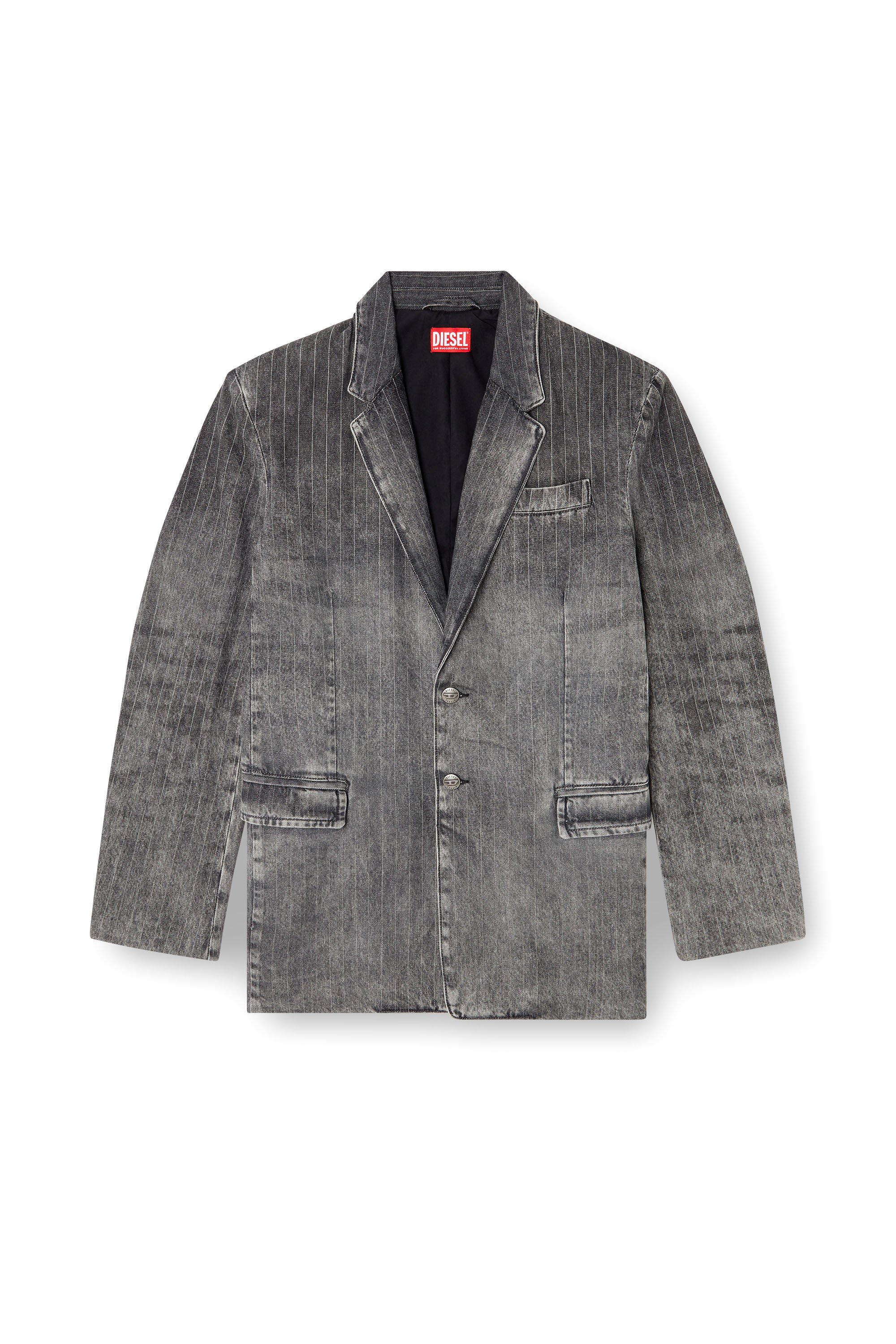 Diesel - D-REGER-S, Blazer tailleur en denim à rayures Mixte in Noir - 3